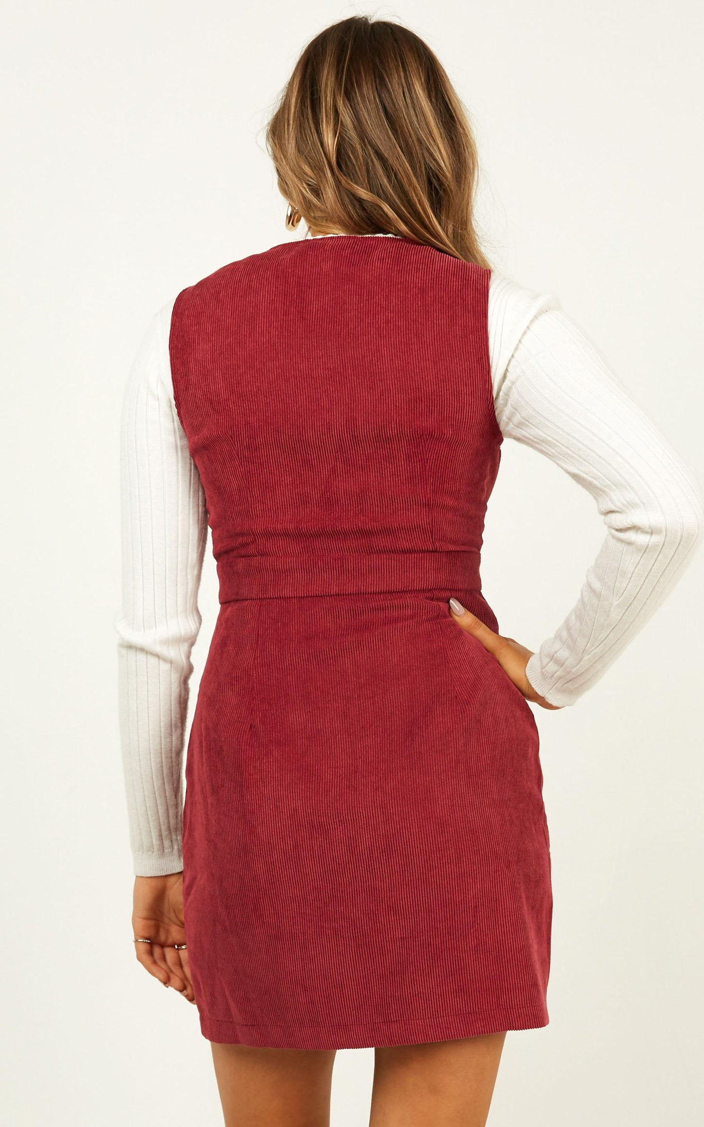 Leaving You Behind Dress In Wine corduroy