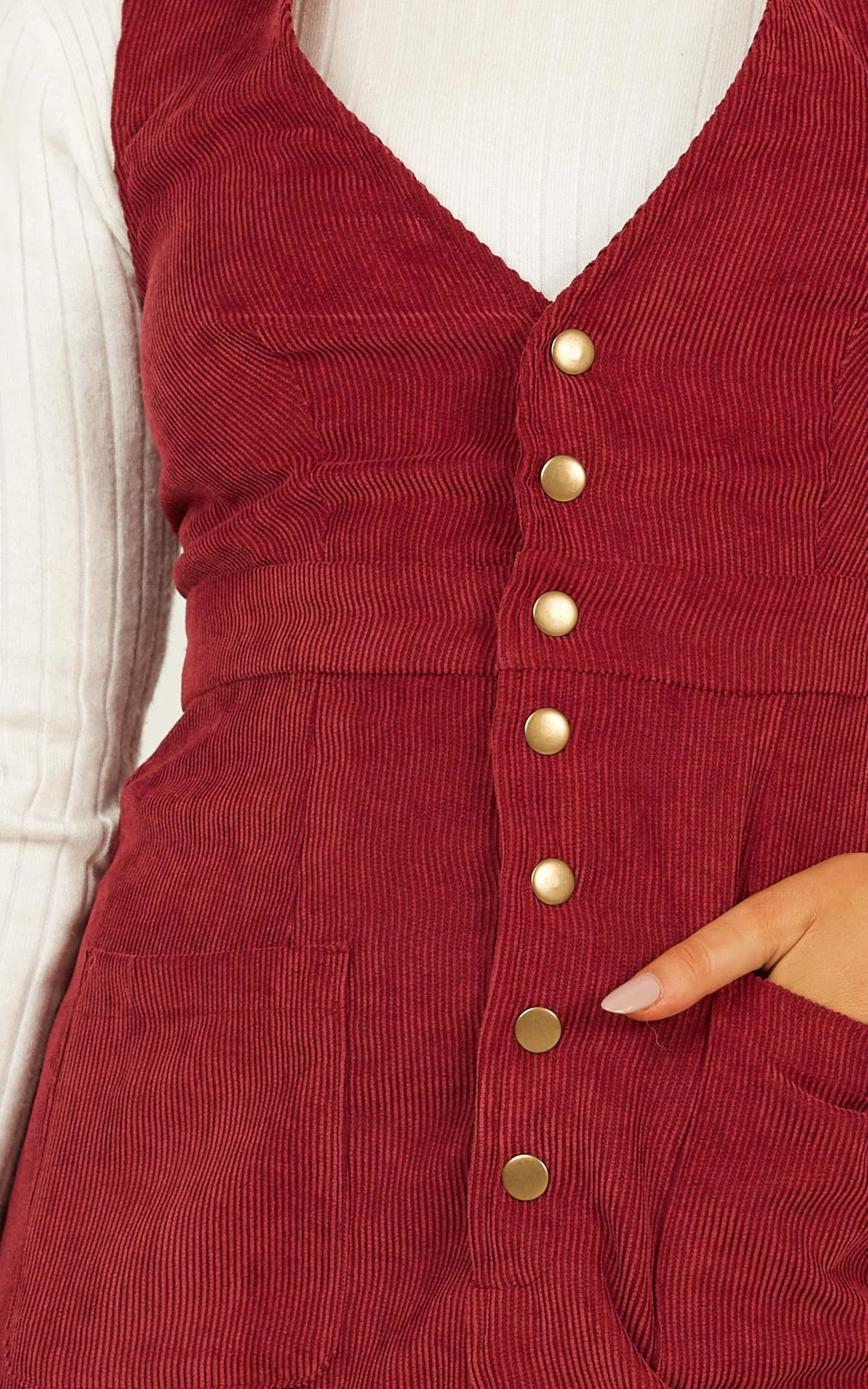 Leaving You Behind Dress In Wine corduroy