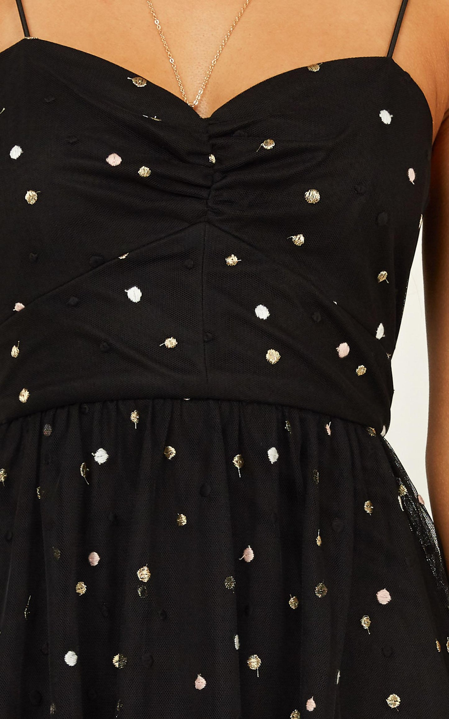 Spot The Star Dress In Black Embroidered Spot