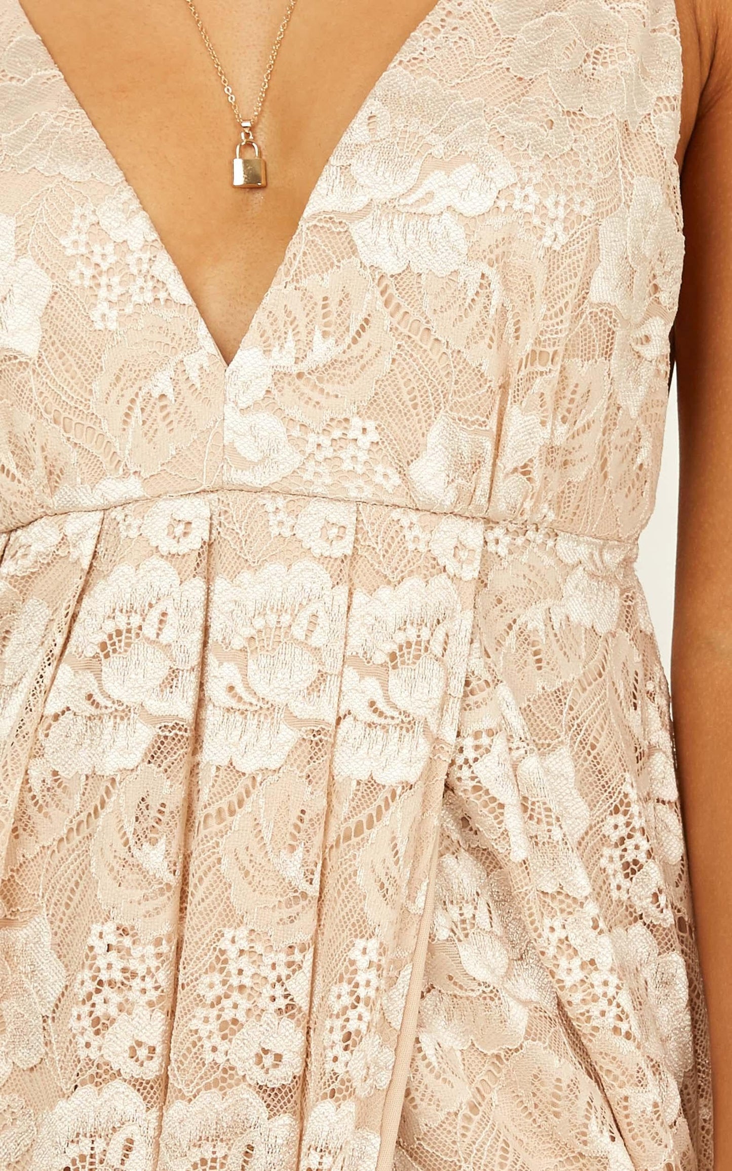 Everything You Say Dress In Champagne Lace