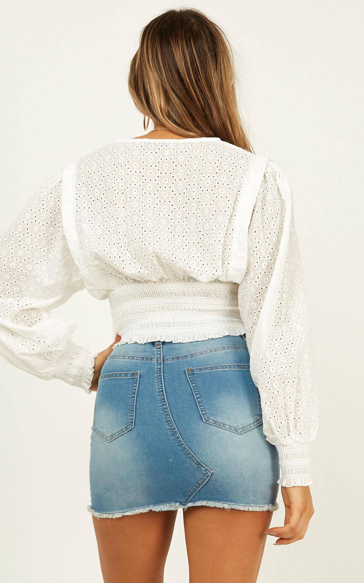 Born For This Top In White Embroidery