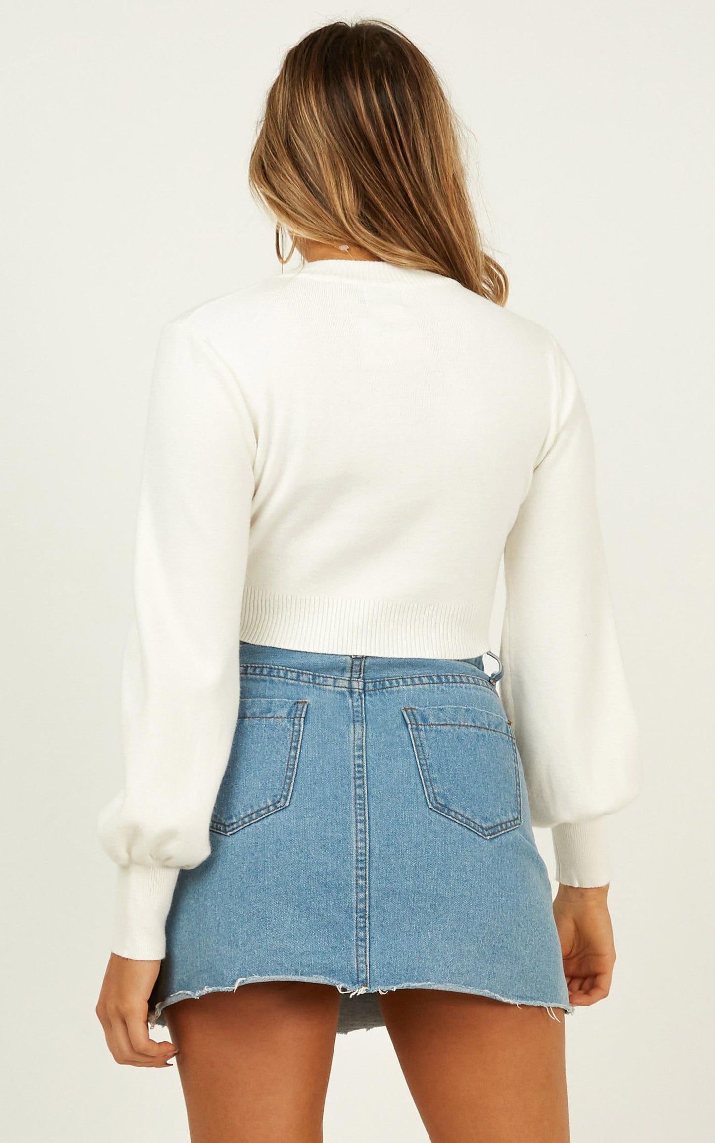 Jeni Cropped Knit Jumper in White