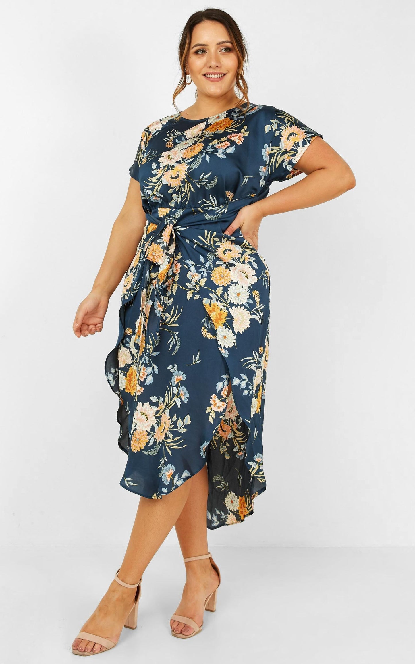 Woman In Power Dress in Navy Floral