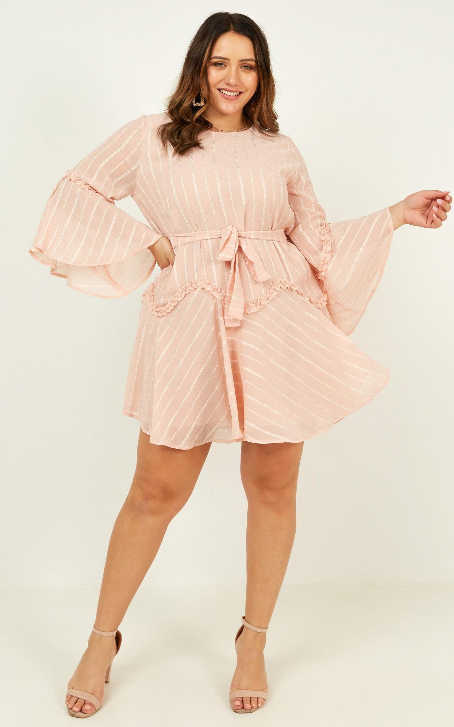 Slow Me Down Bell Sleeve Mini Dress in Blush