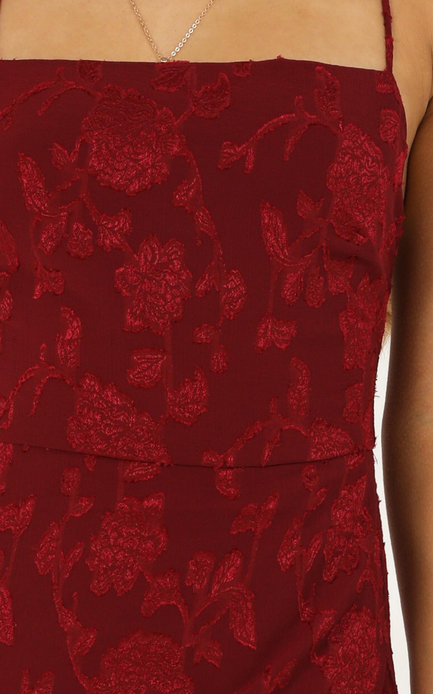 They Crisscrossed Maxi Dress In Wine Jacquard