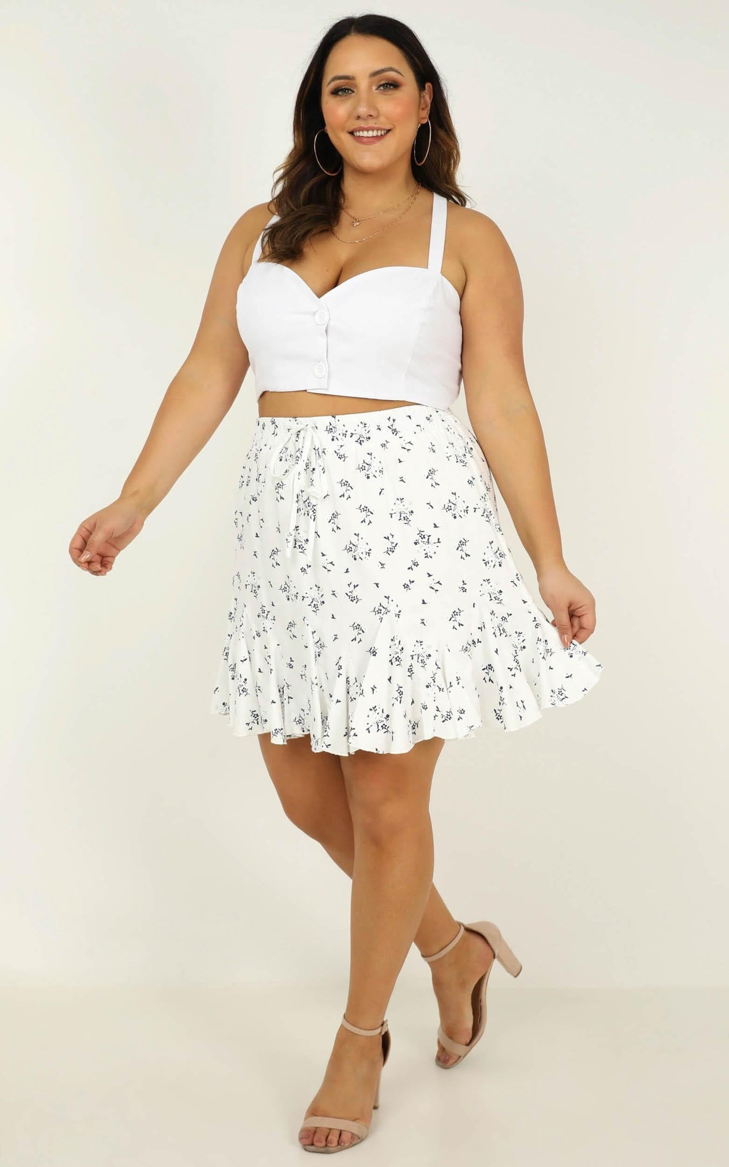 Pass the Message On Skirt  In White Floral