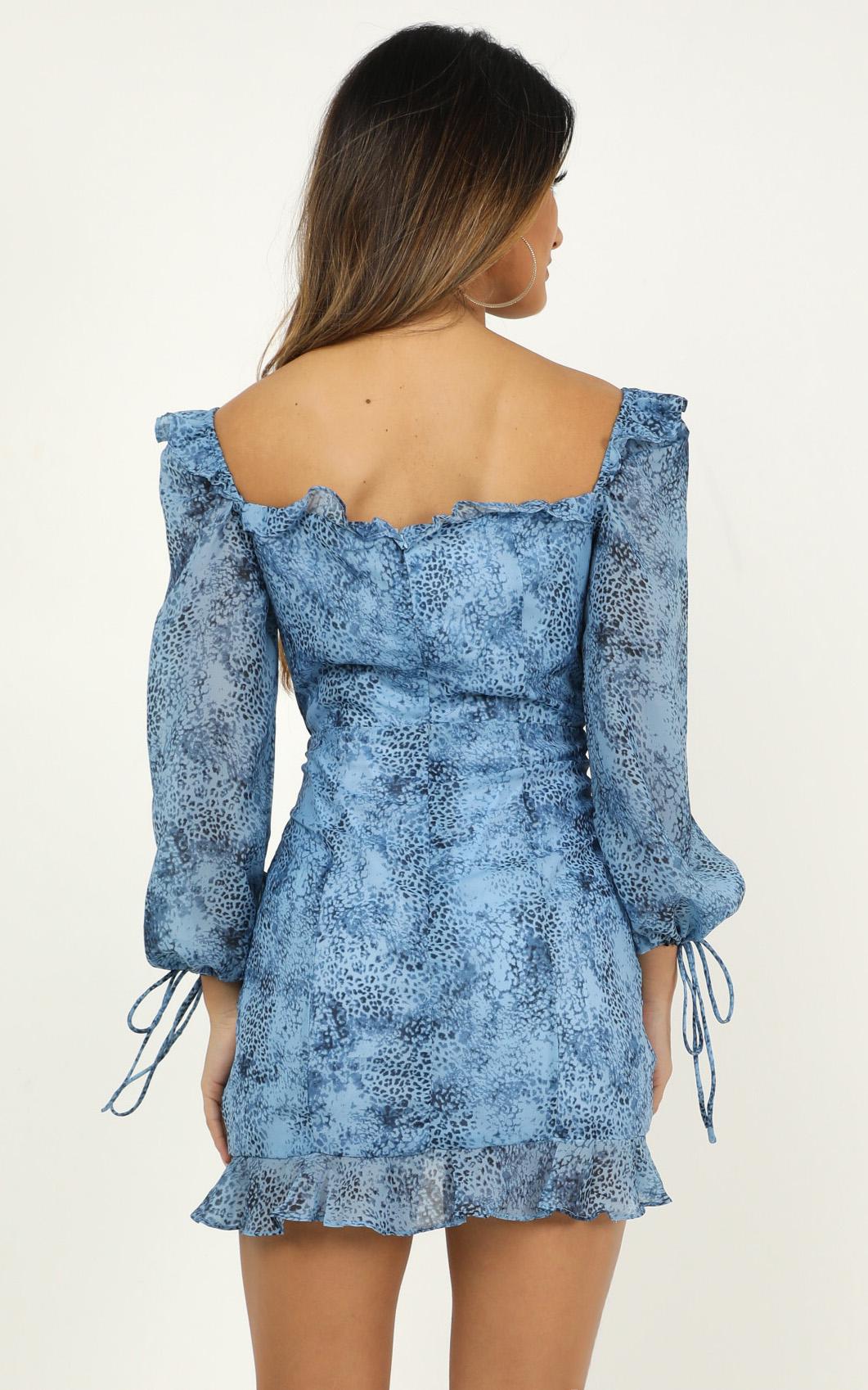 Lioness - Feng Shui Dress in Blue Print