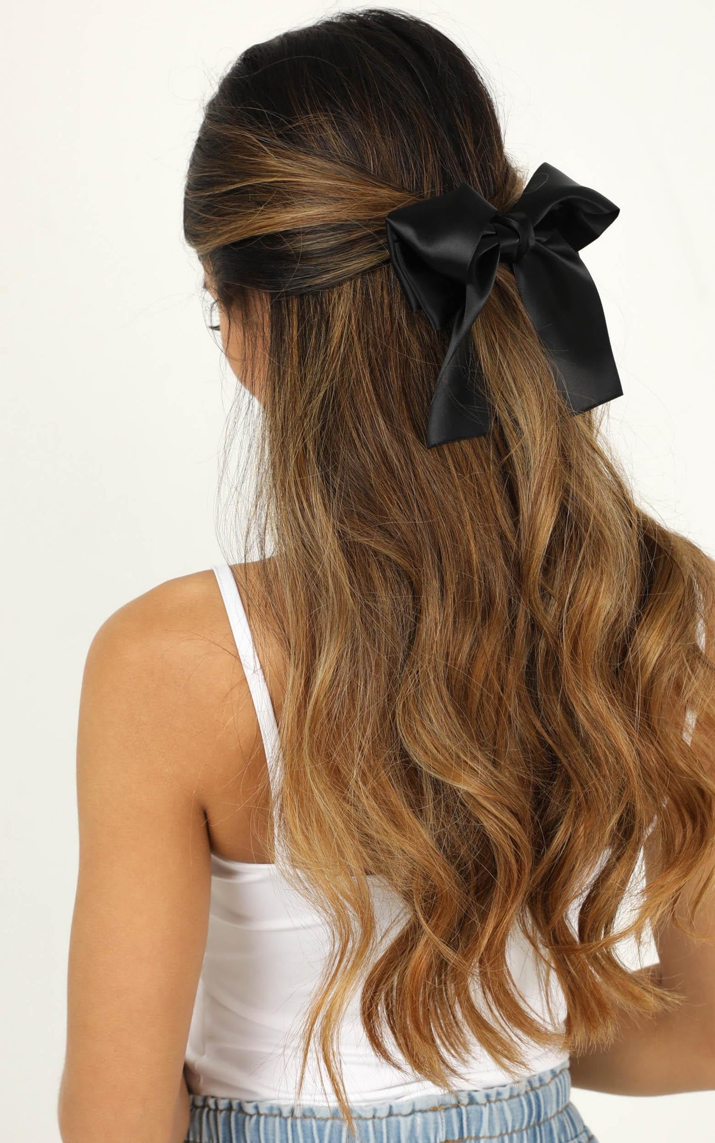 Hold Me Back Hair Bow 2 Pack In Emerald And Black Satin