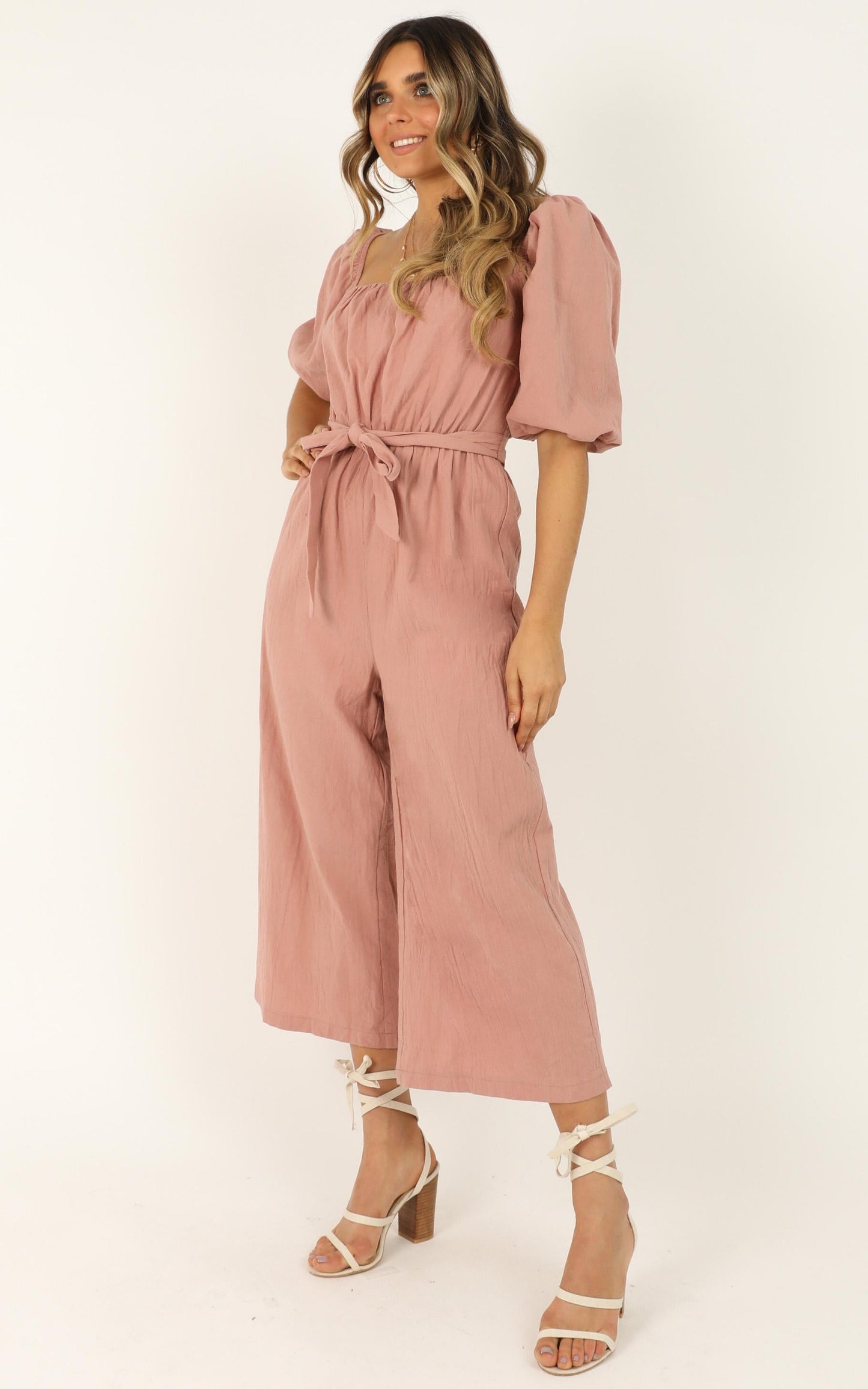 Going Sky High Jumpsuit In Blush