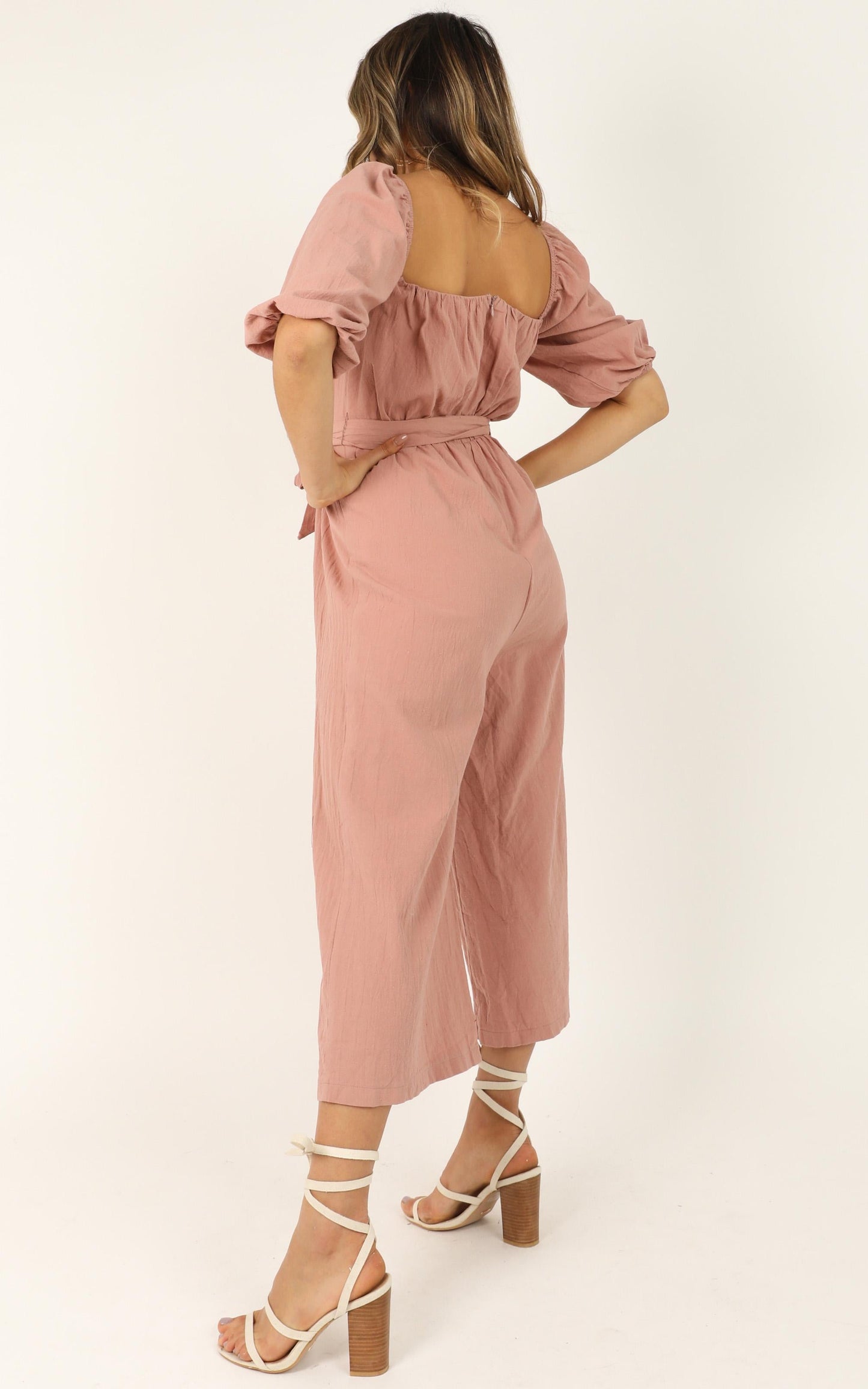 Going Sky High Jumpsuit In Blush