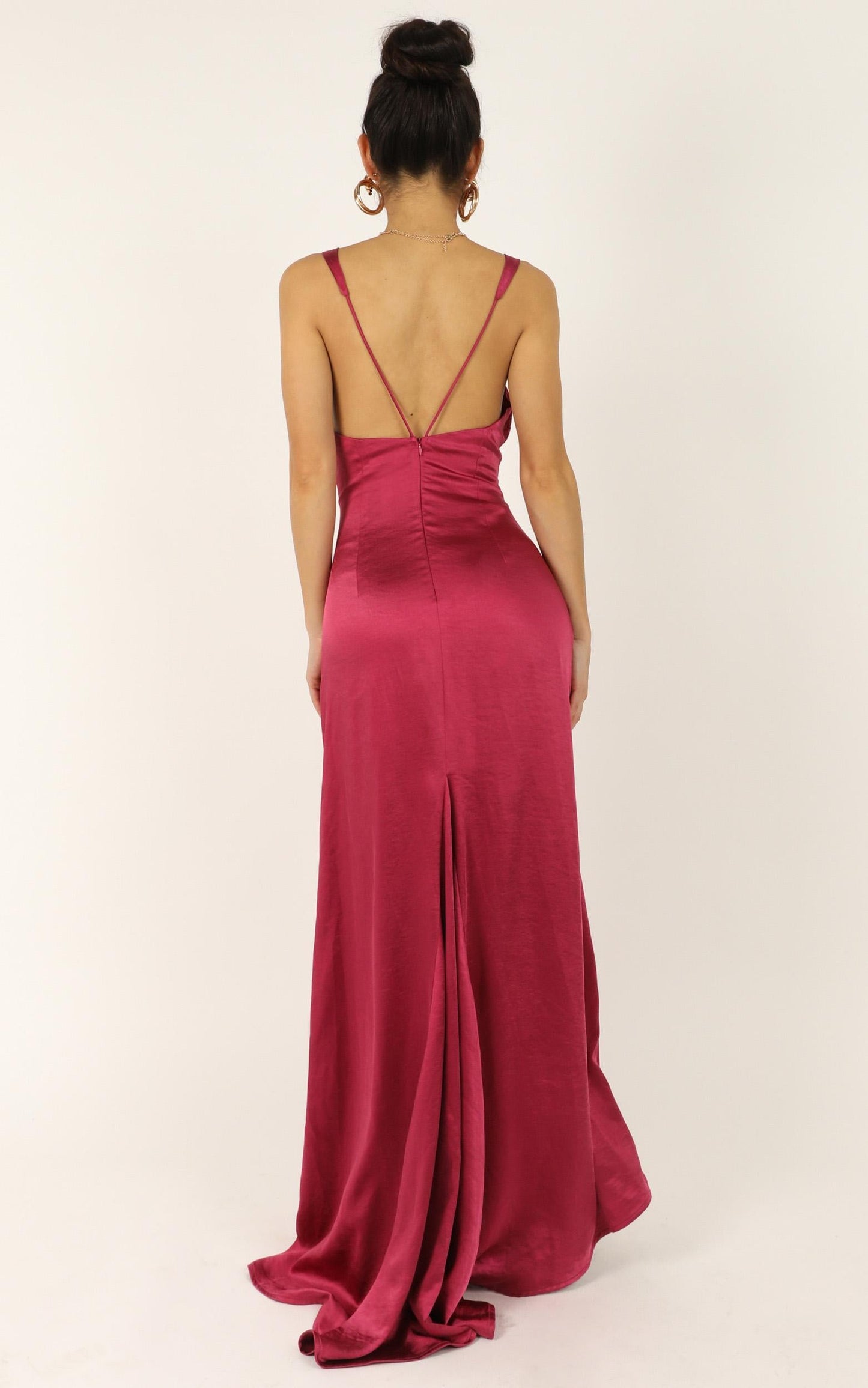 When The Lights Are Low Dress In Raspberry Satin