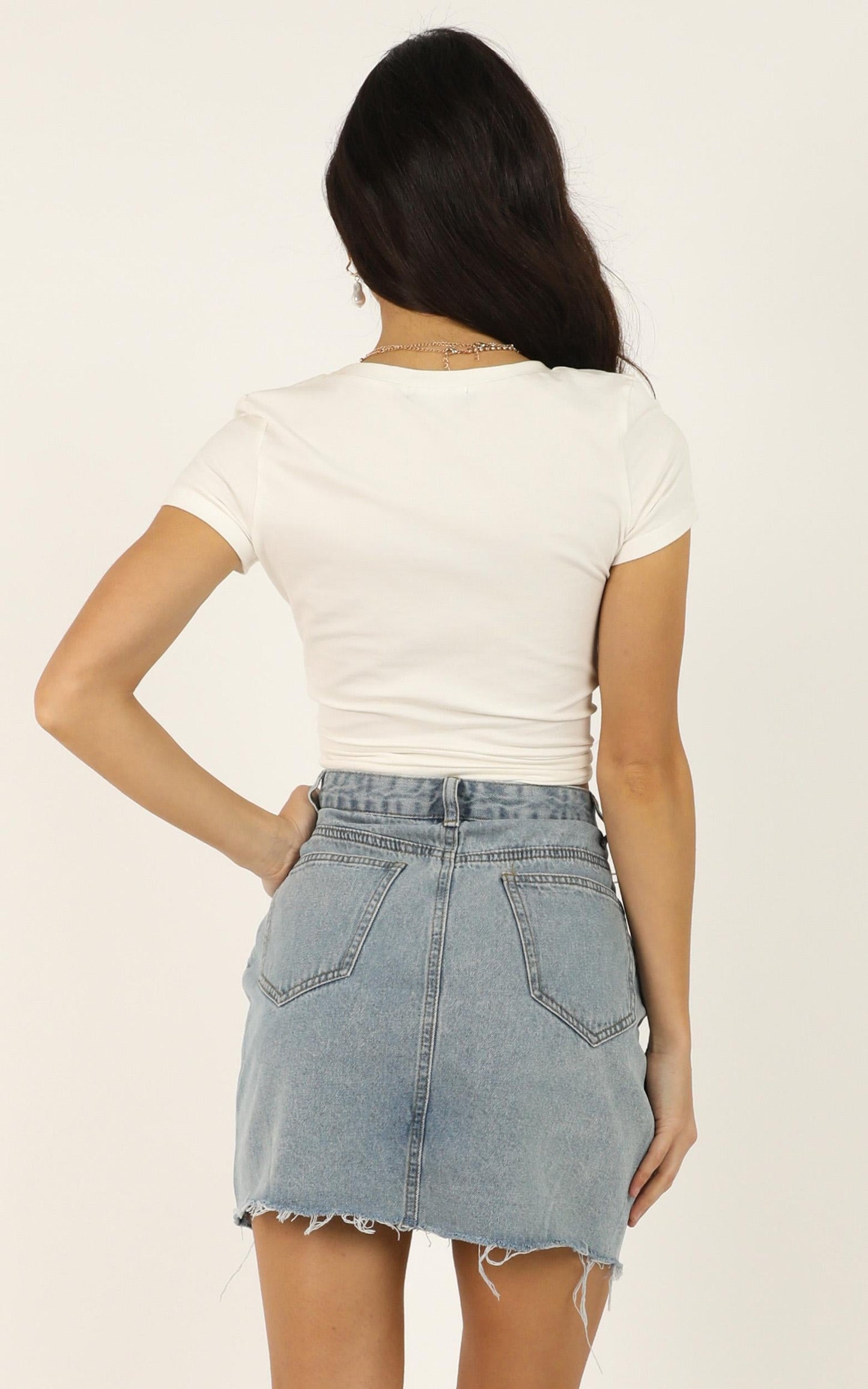 Love Its Clear Skirt In Light Blue Wash Denim