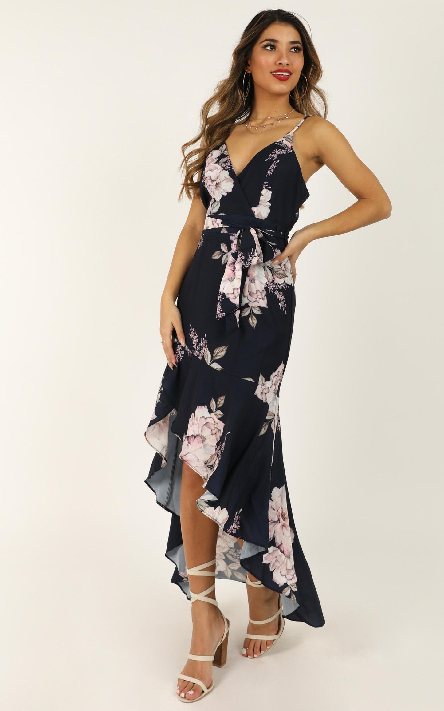 Open Communication Dress In Navy Floral