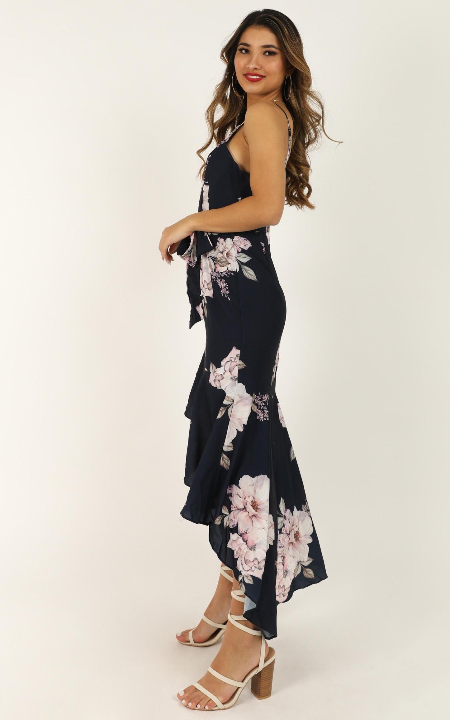 Open Communication Dress In Navy Floral