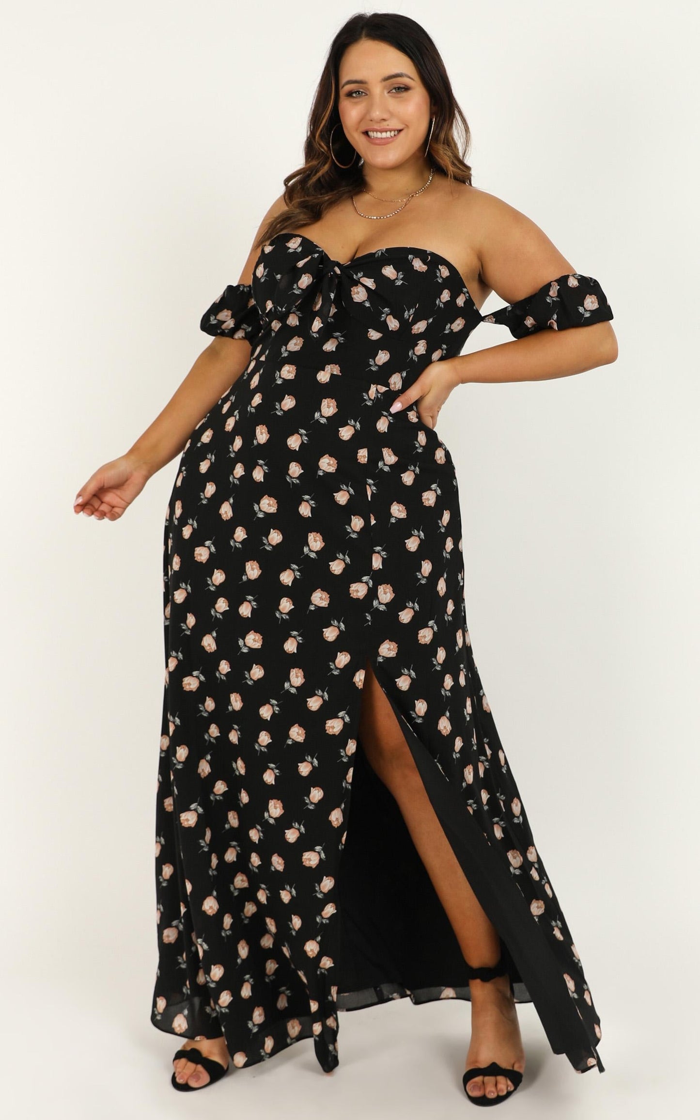 Too Busy Being In Love Dress In Black Floral