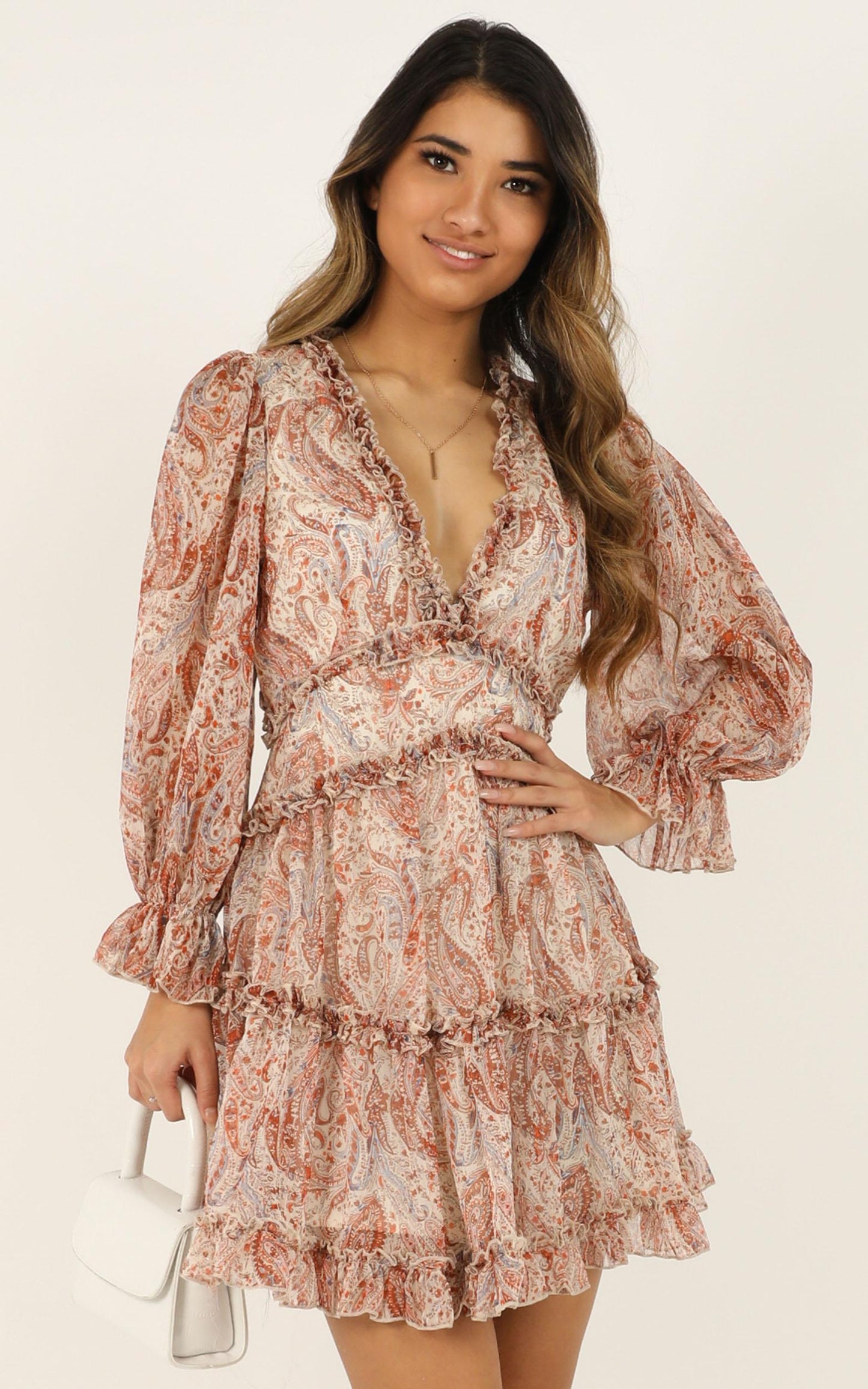 The Golden Age Dress In rust paisley