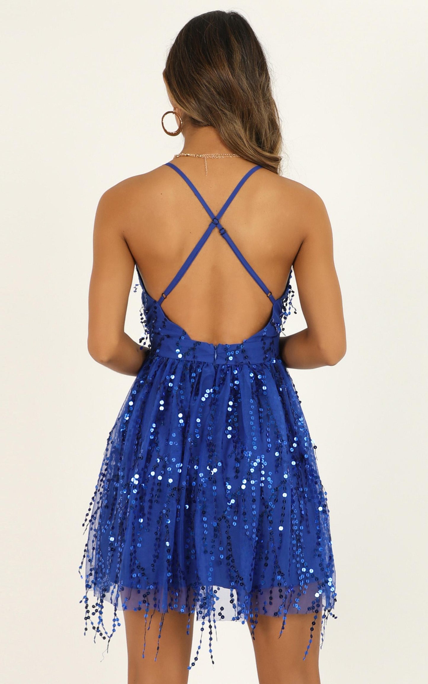 Watch The Queen Conquer Tulle Dress in Cobalt Blue Sequin Tulle