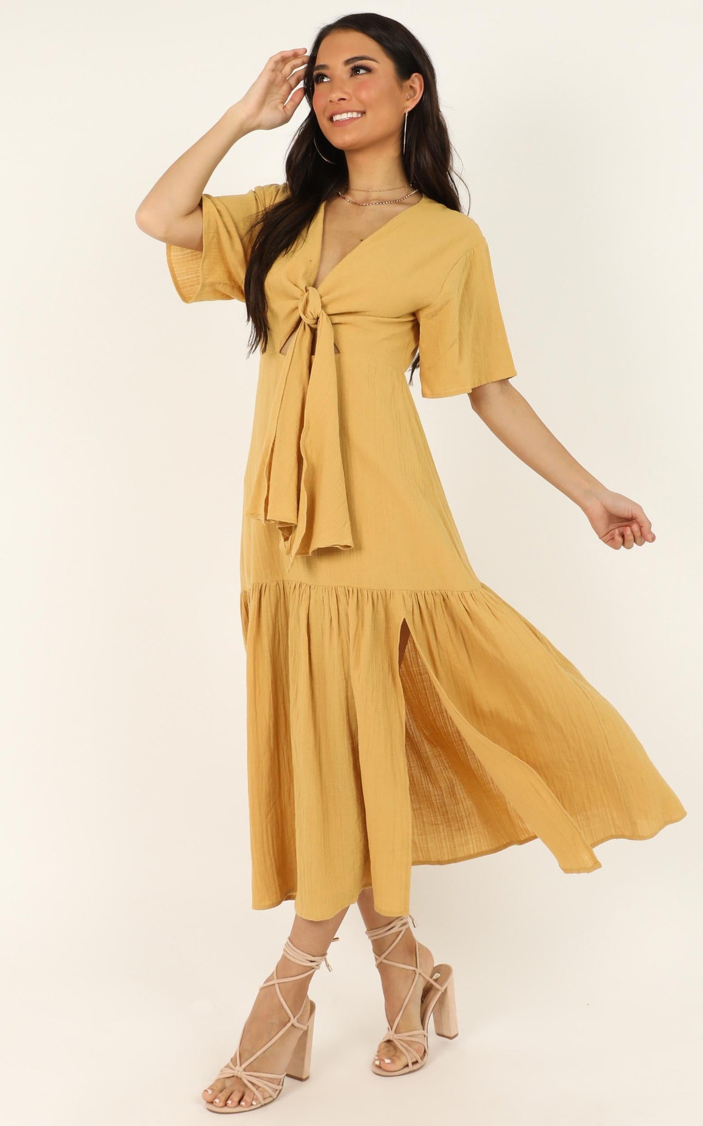 Main Attraction Dress In Mustard