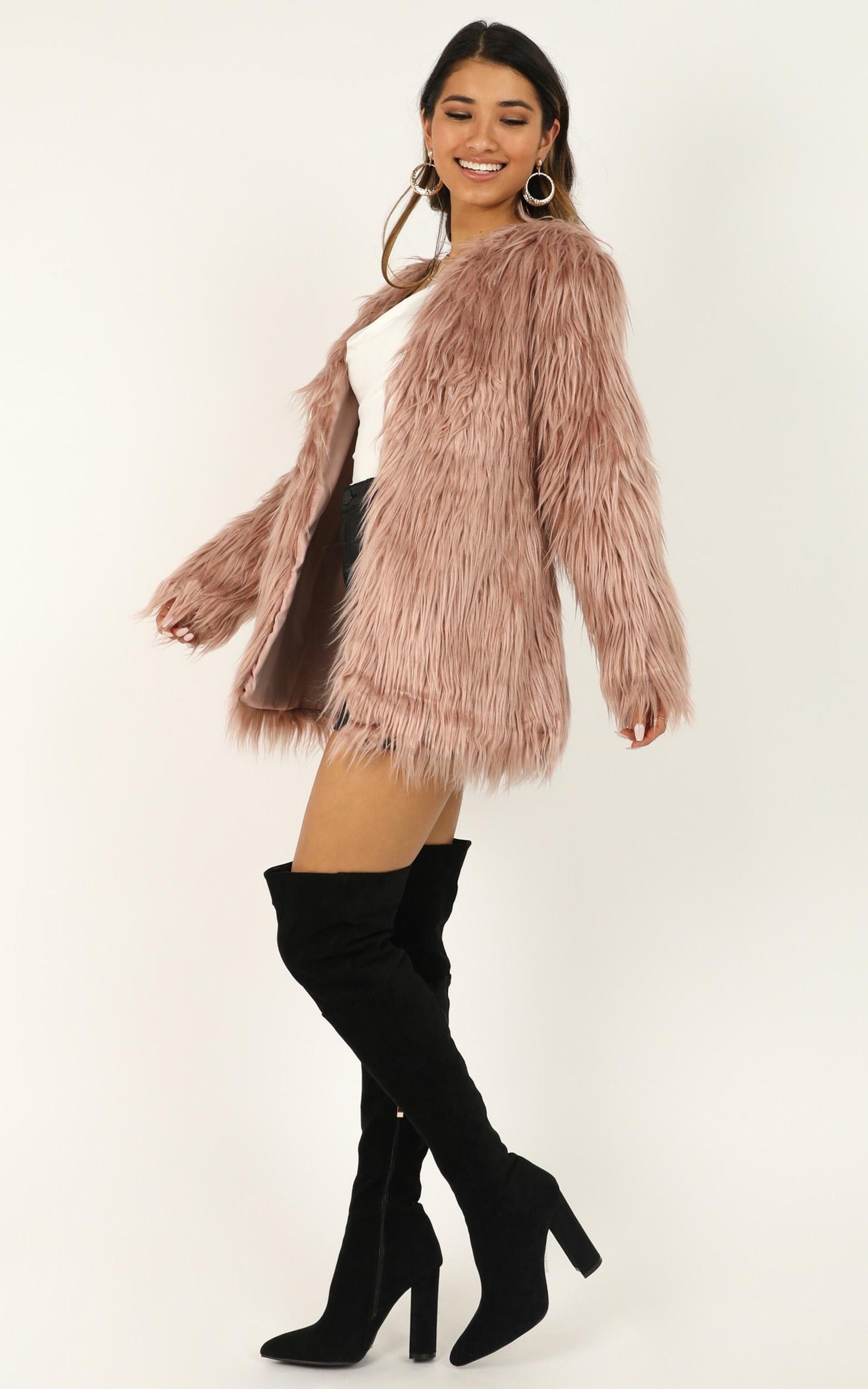 Faux Real Coat in Dusty Rose