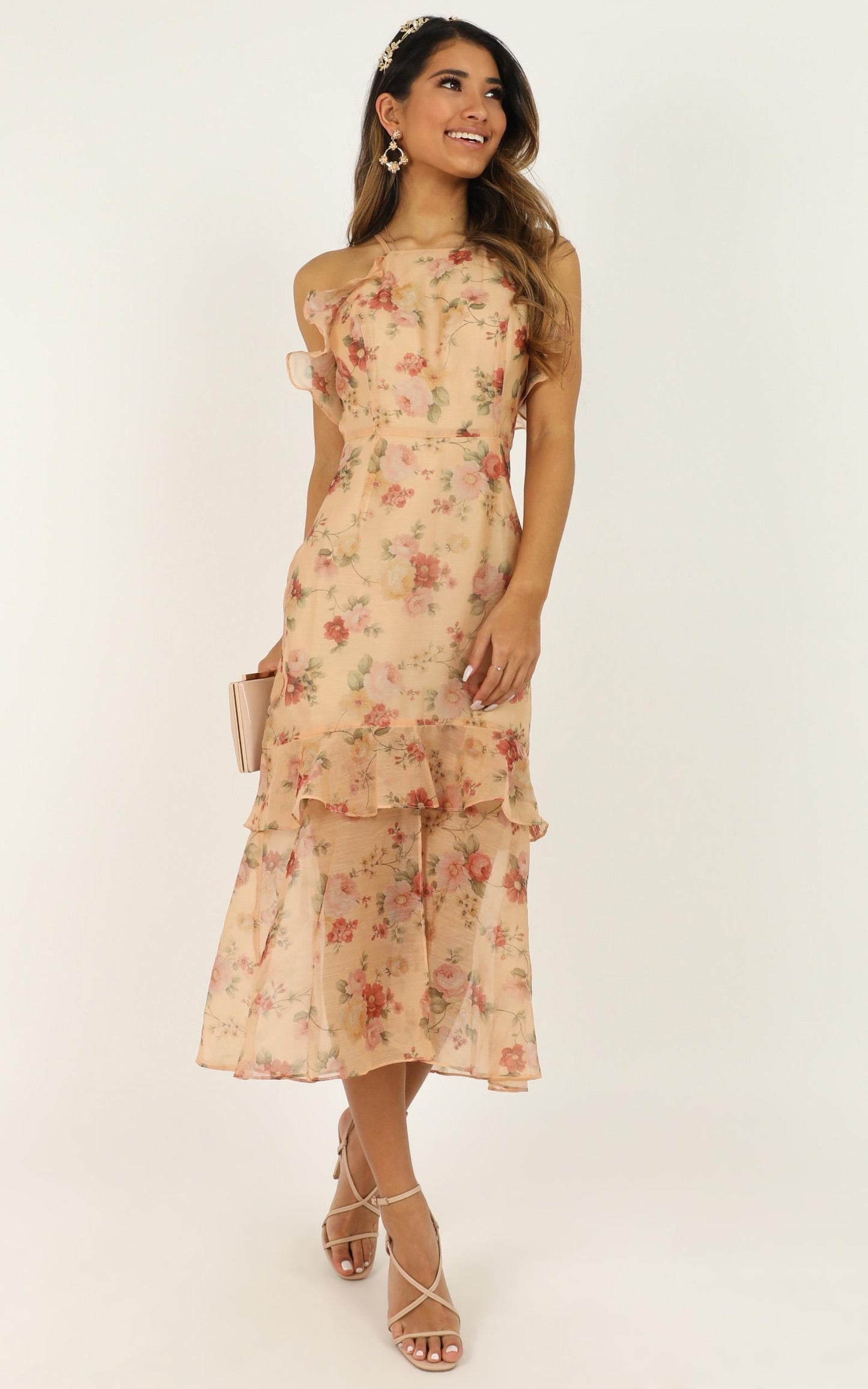 We Believe In Beauty Dress In Peach Floral