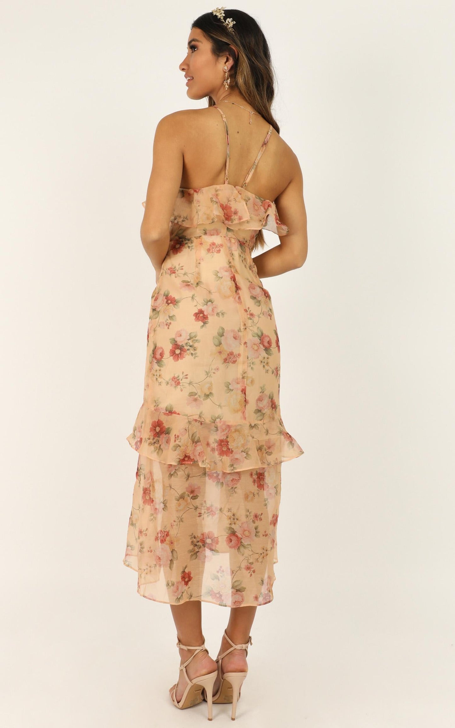We Believe In Beauty Dress In Peach Floral