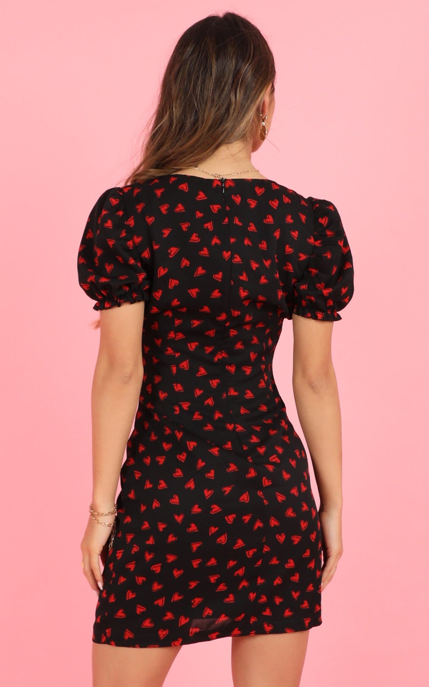 Local Celebrity Dress In Black With Heart Print