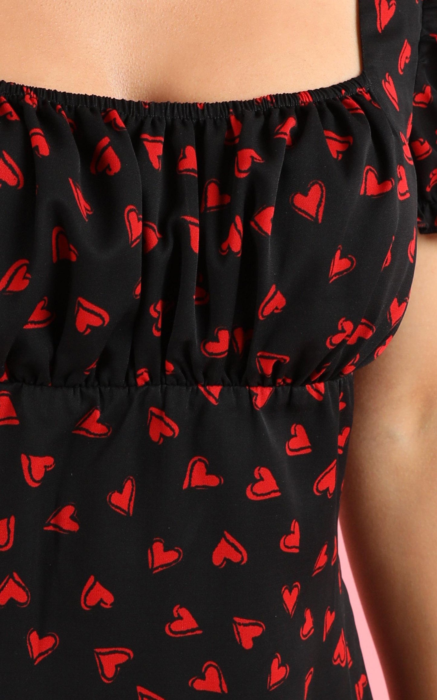 Local Celebrity Dress In Black With Heart Print
