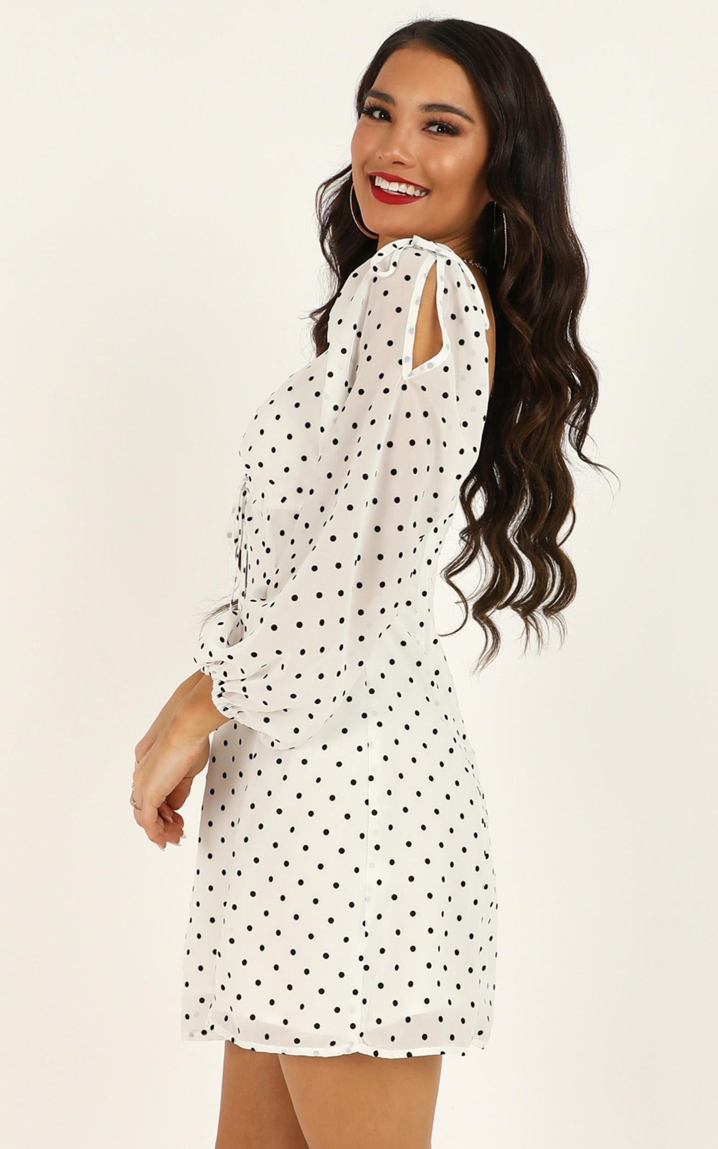 Sprinkles Dress in White Polka