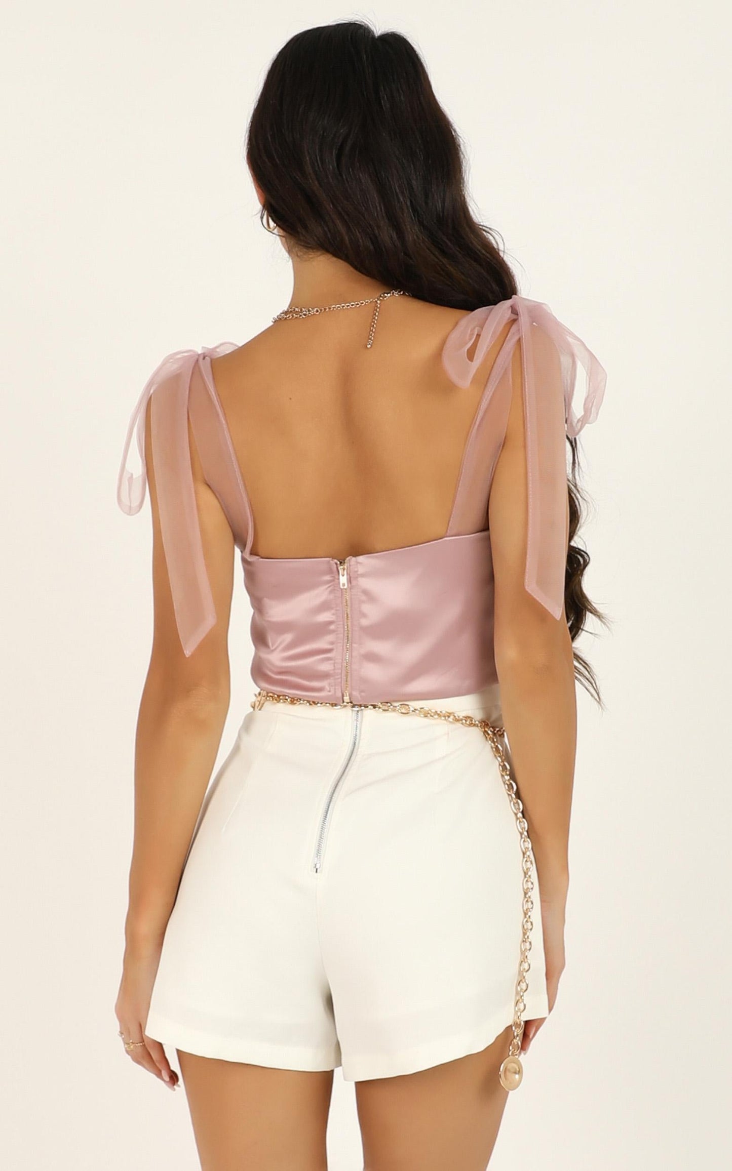 Make Your Entrance Top In Blush Satin