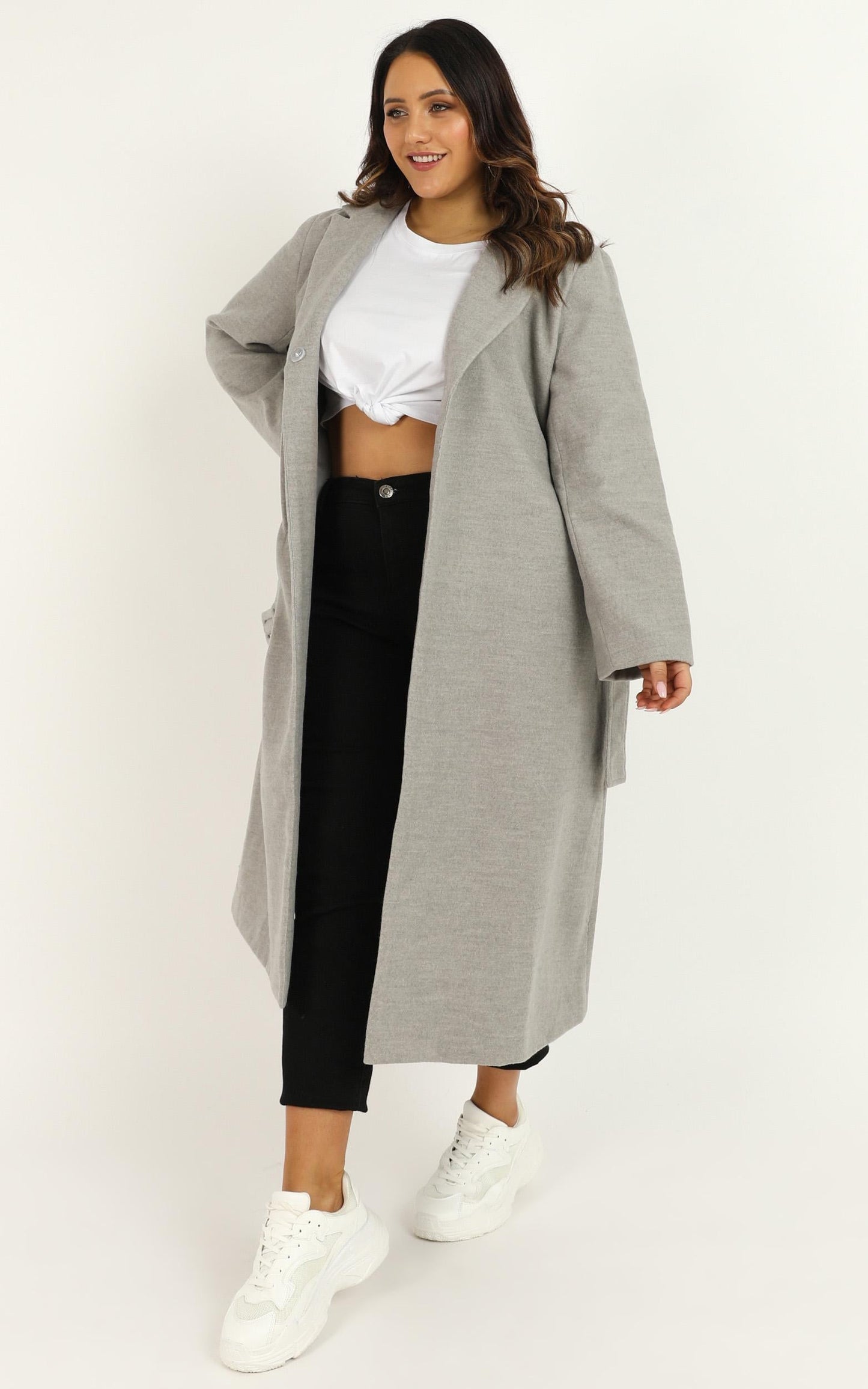 Green With Envy Coat In Grey Marle