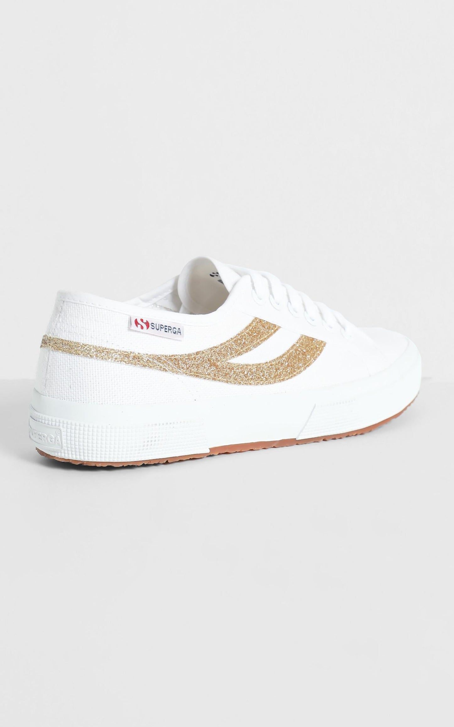 Superga - 2750 Swallowtail Micro Glitter Sneaker in White and Yellow Gold
