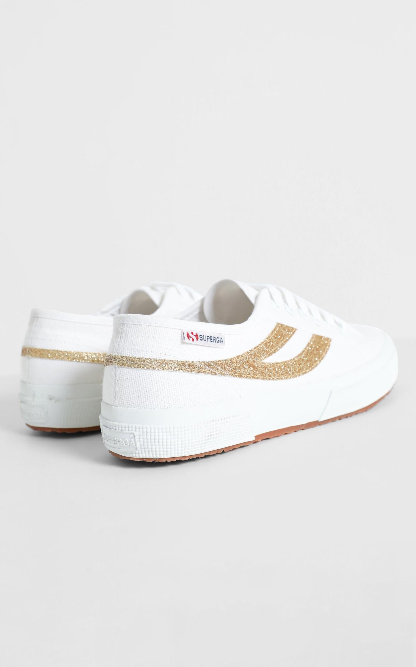 Superga - 2750 Swallowtail Micro Glitter Sneaker in White and Yellow Gold