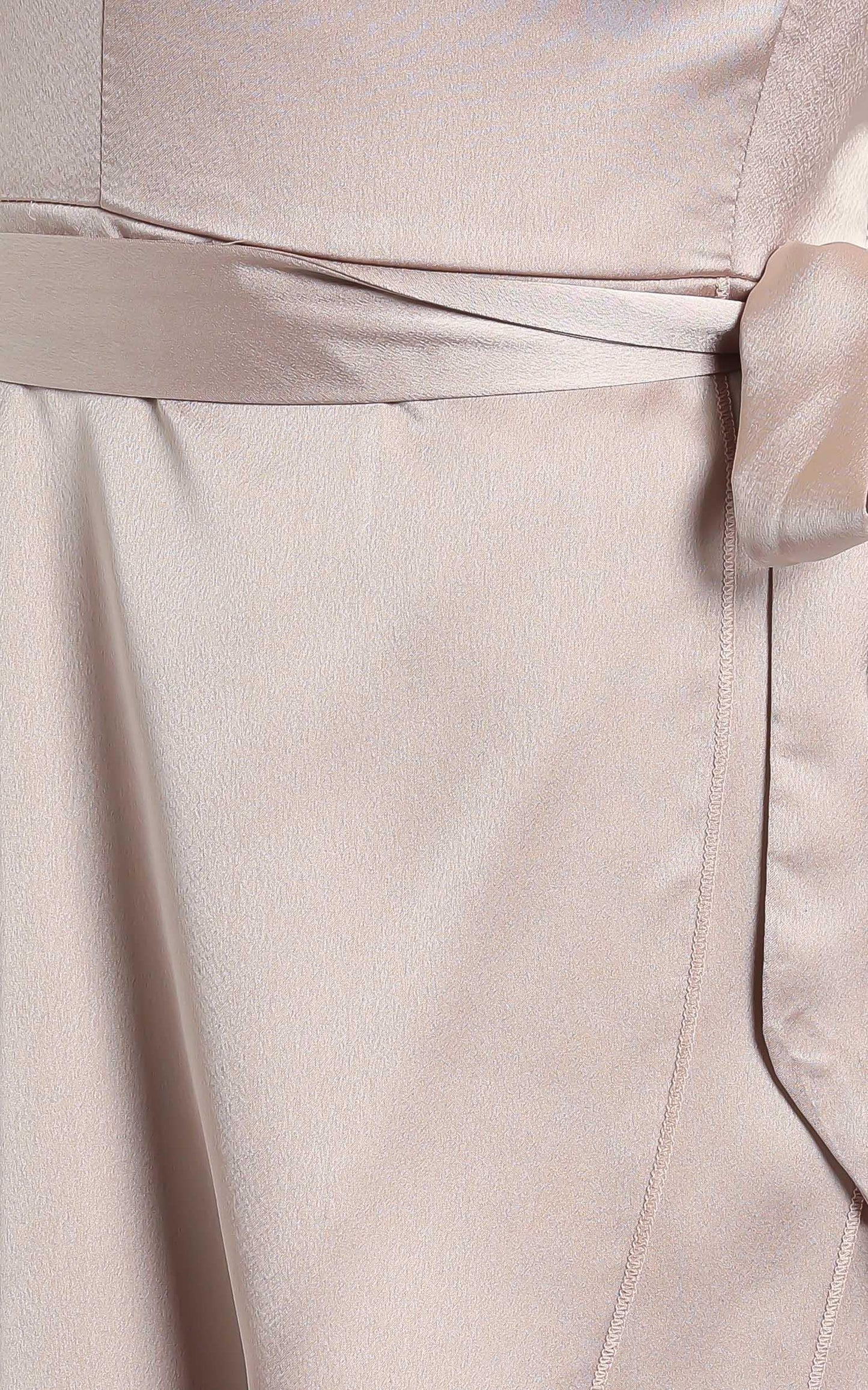 Treasuring You Wrap Midi Dress in Mocha Satin