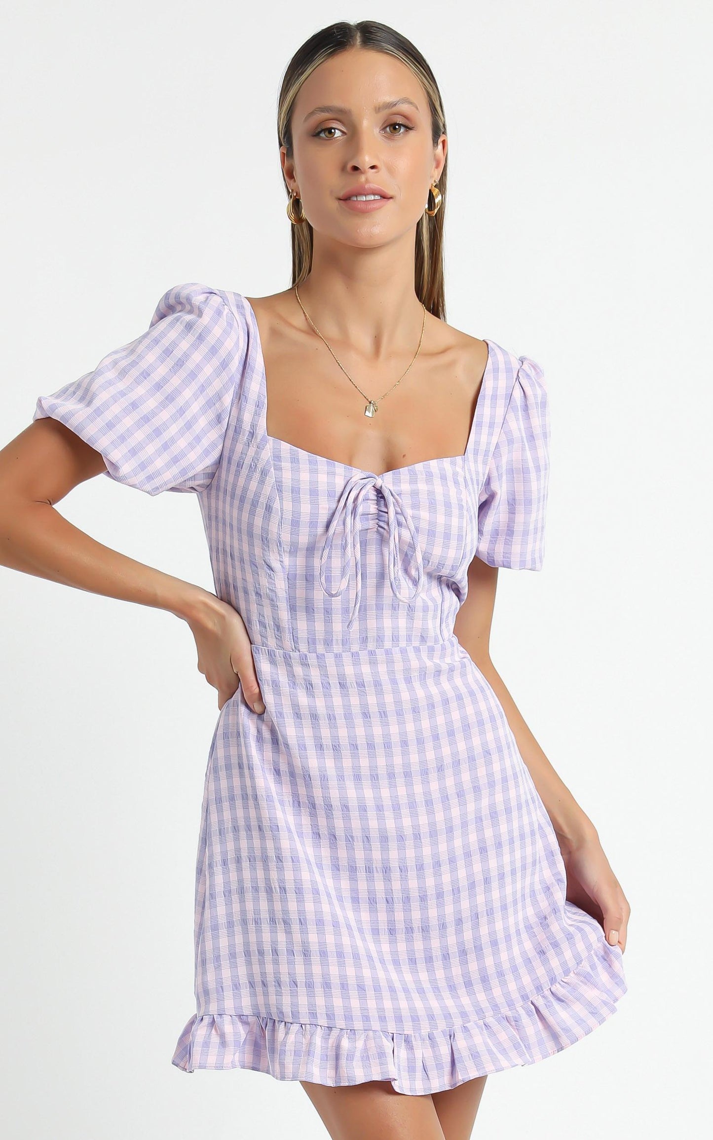 Fifi Dress in Purple Check