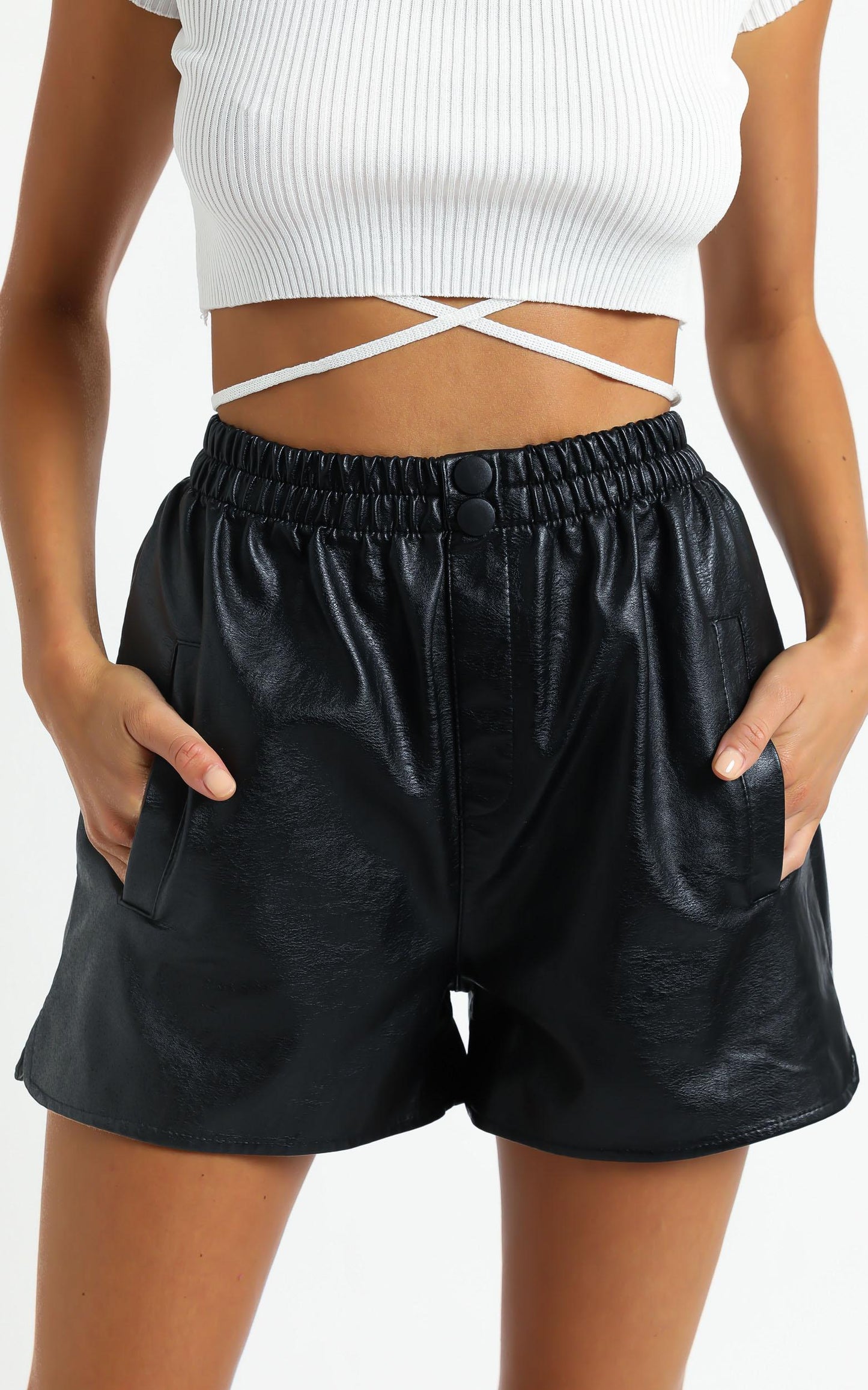 Alceria Shorts in Black Leatherette
