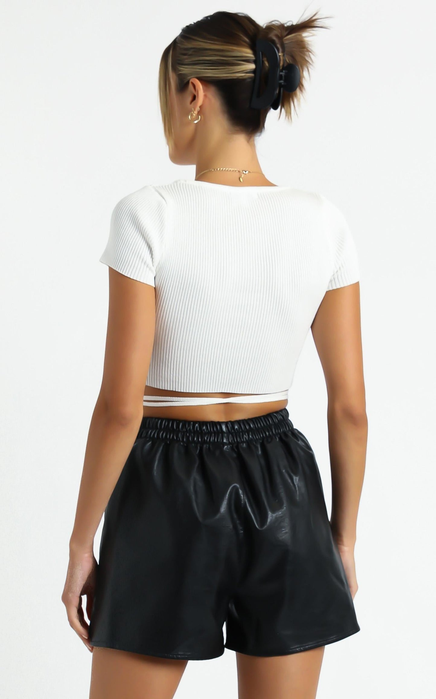 Alceria Shorts in Black Leatherette