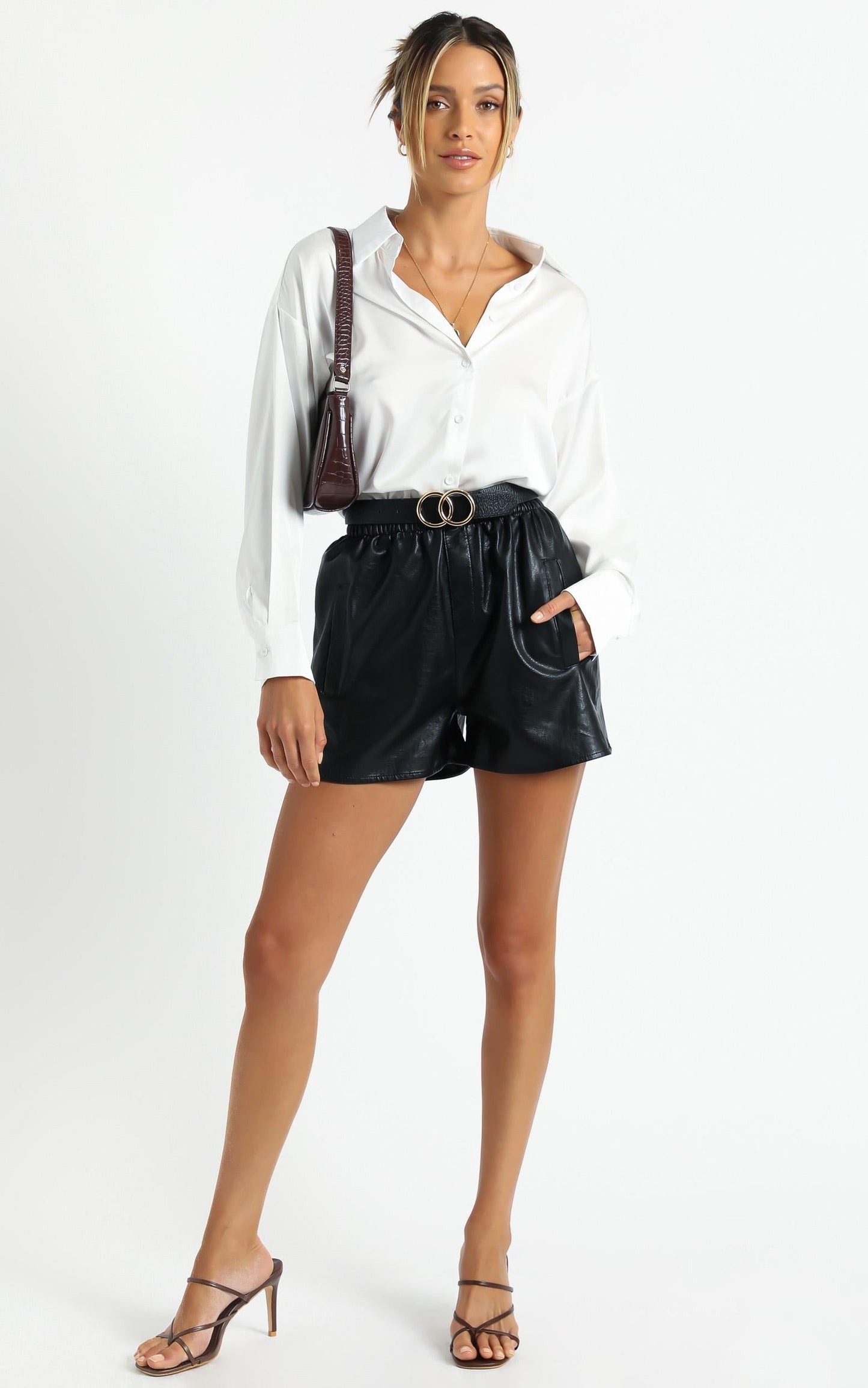 Alceria Shorts in Black Leatherette