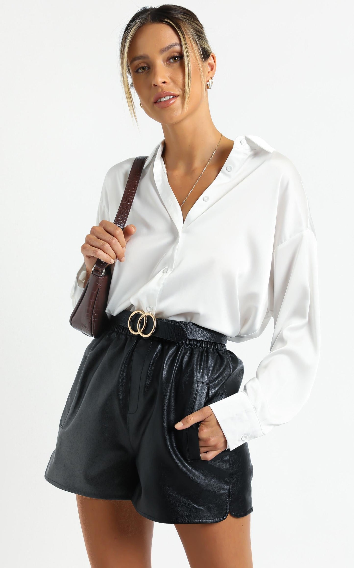 Alceria Shorts in Black Leatherette