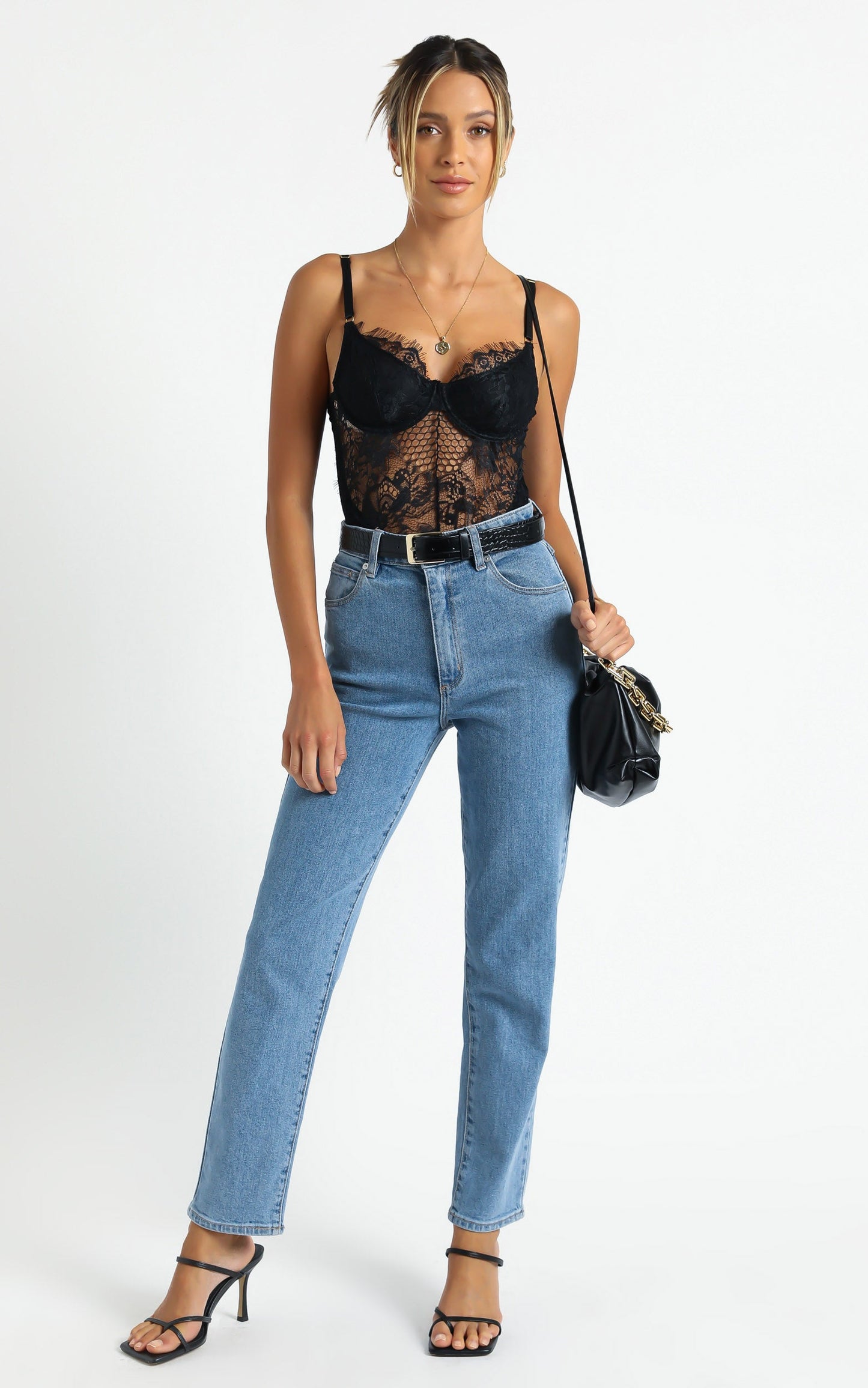 Stefania Bodysuit in Black Lace