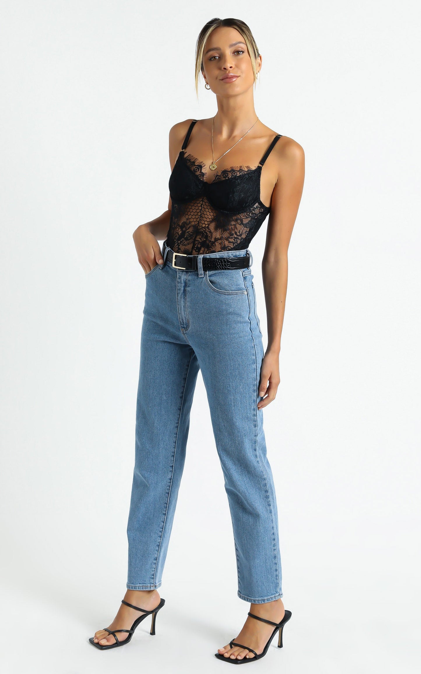 Stefania Bodysuit in Black Lace