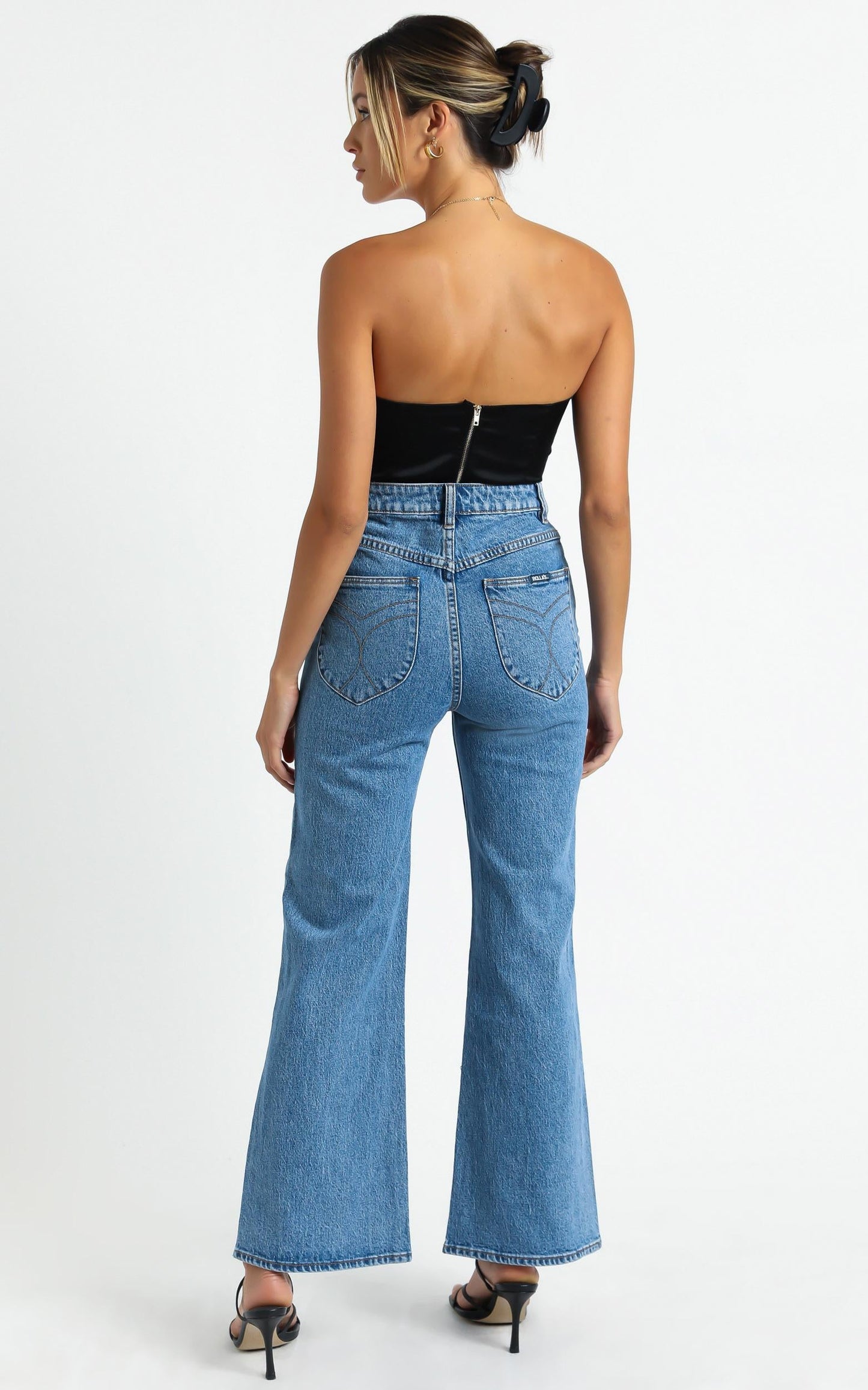 Rollas - Eastcoast Crop Flare Jean in Cindy Blue
