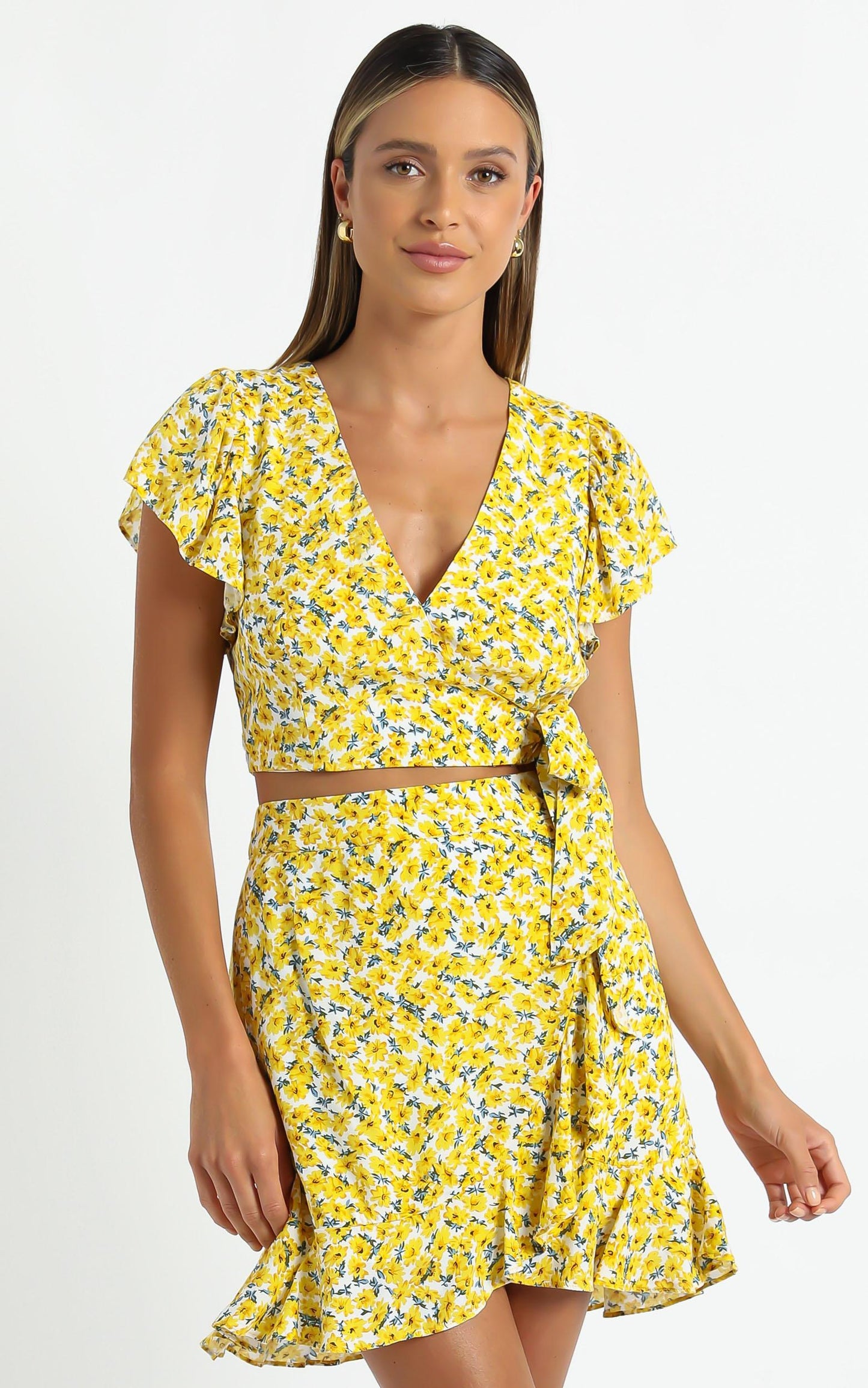 Karrie Two Piece Set in Yellow Floral