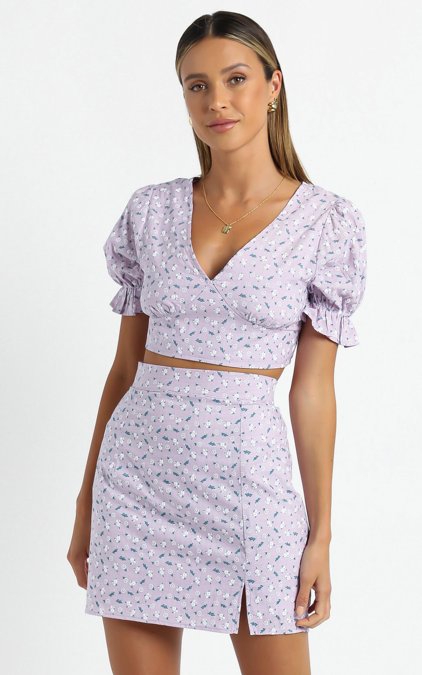 Rhia Two Piece Set in Lilac Floral Print