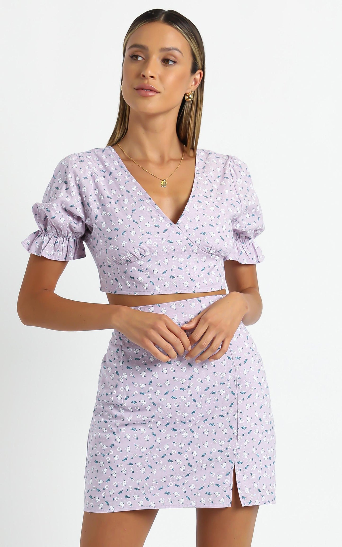 Rhia Two Piece Set in Lilac Floral Print