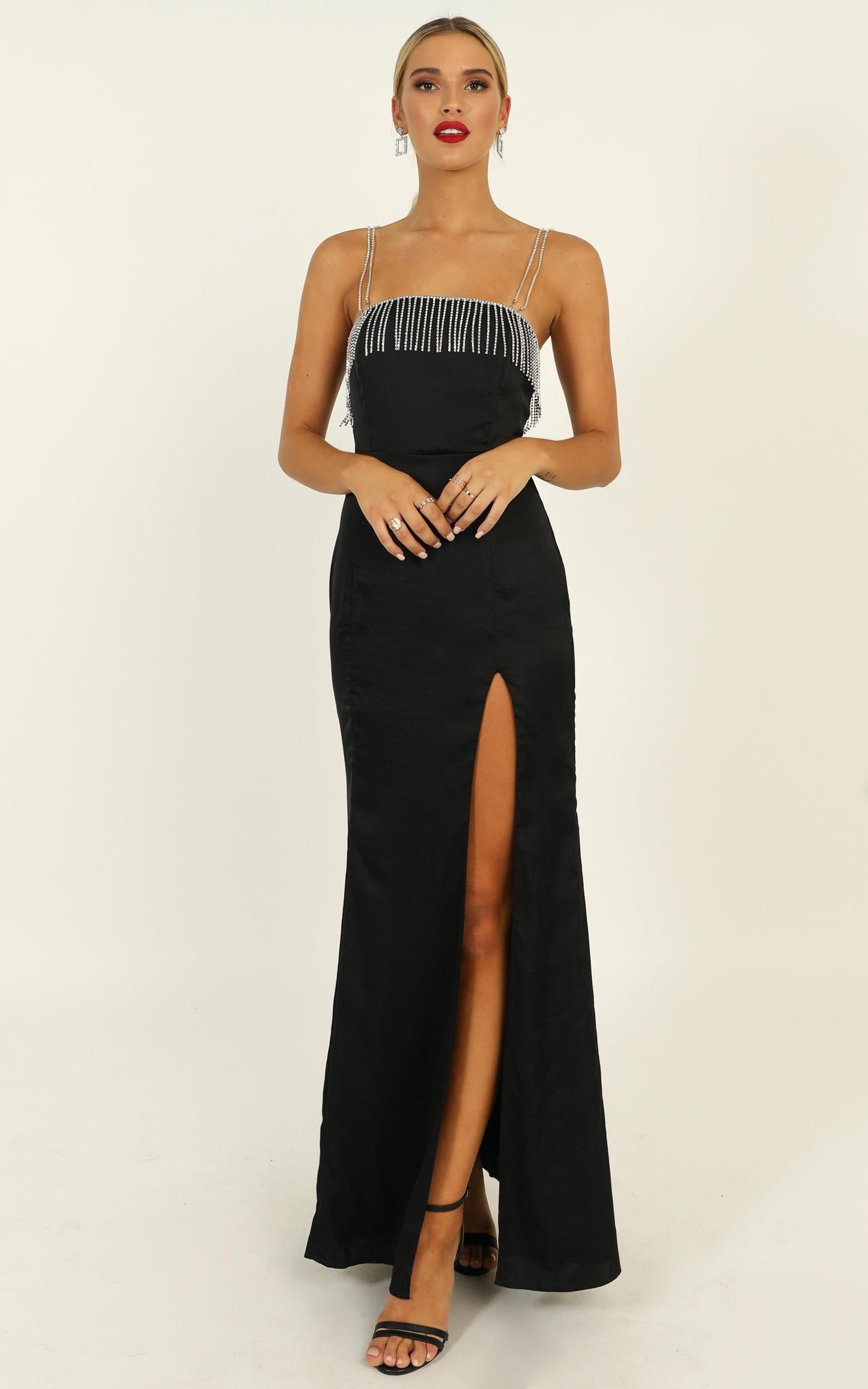 Absolutely Flawless Dress In Black Satin