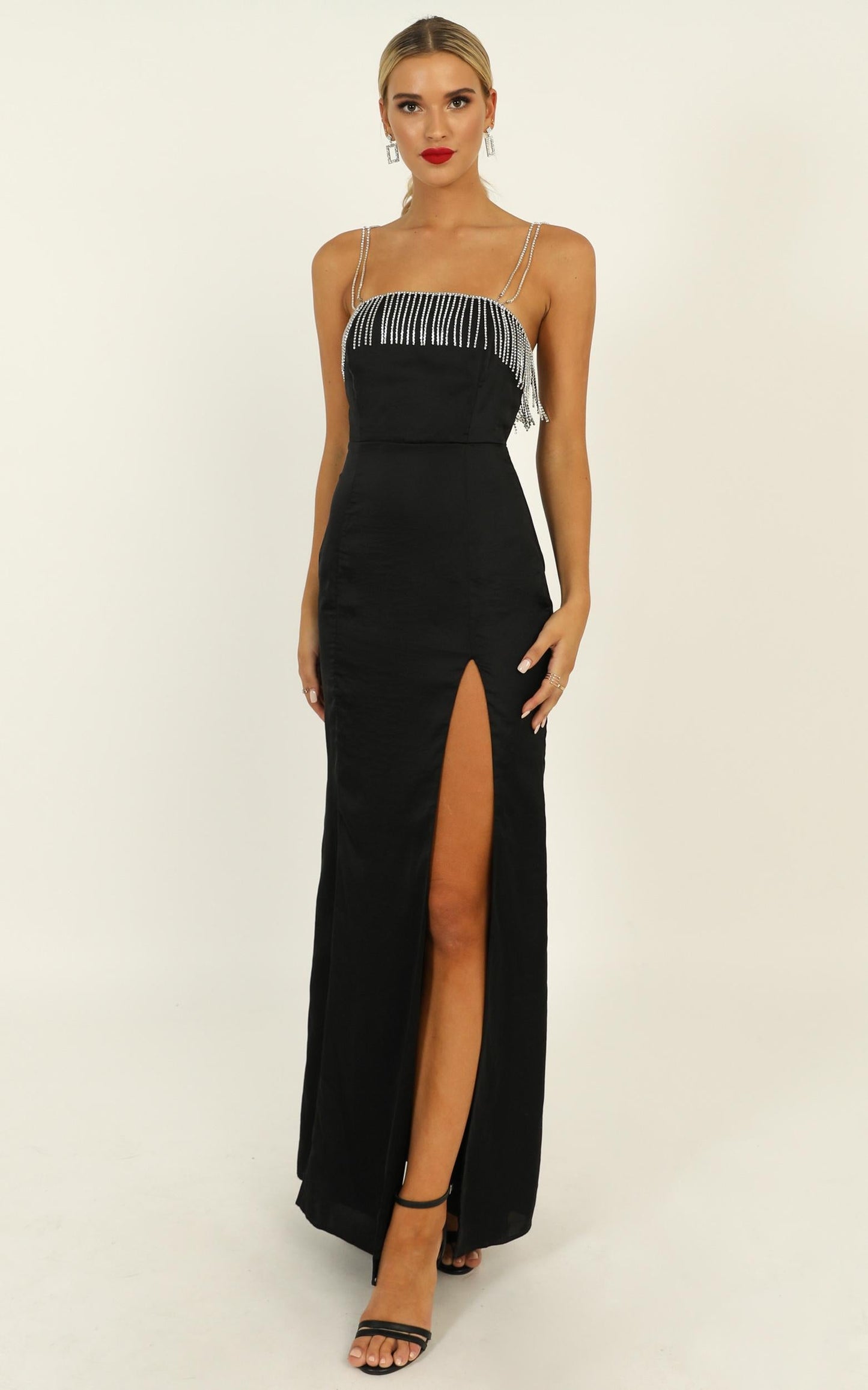 Absolutely Flawless Dress In Black Satin