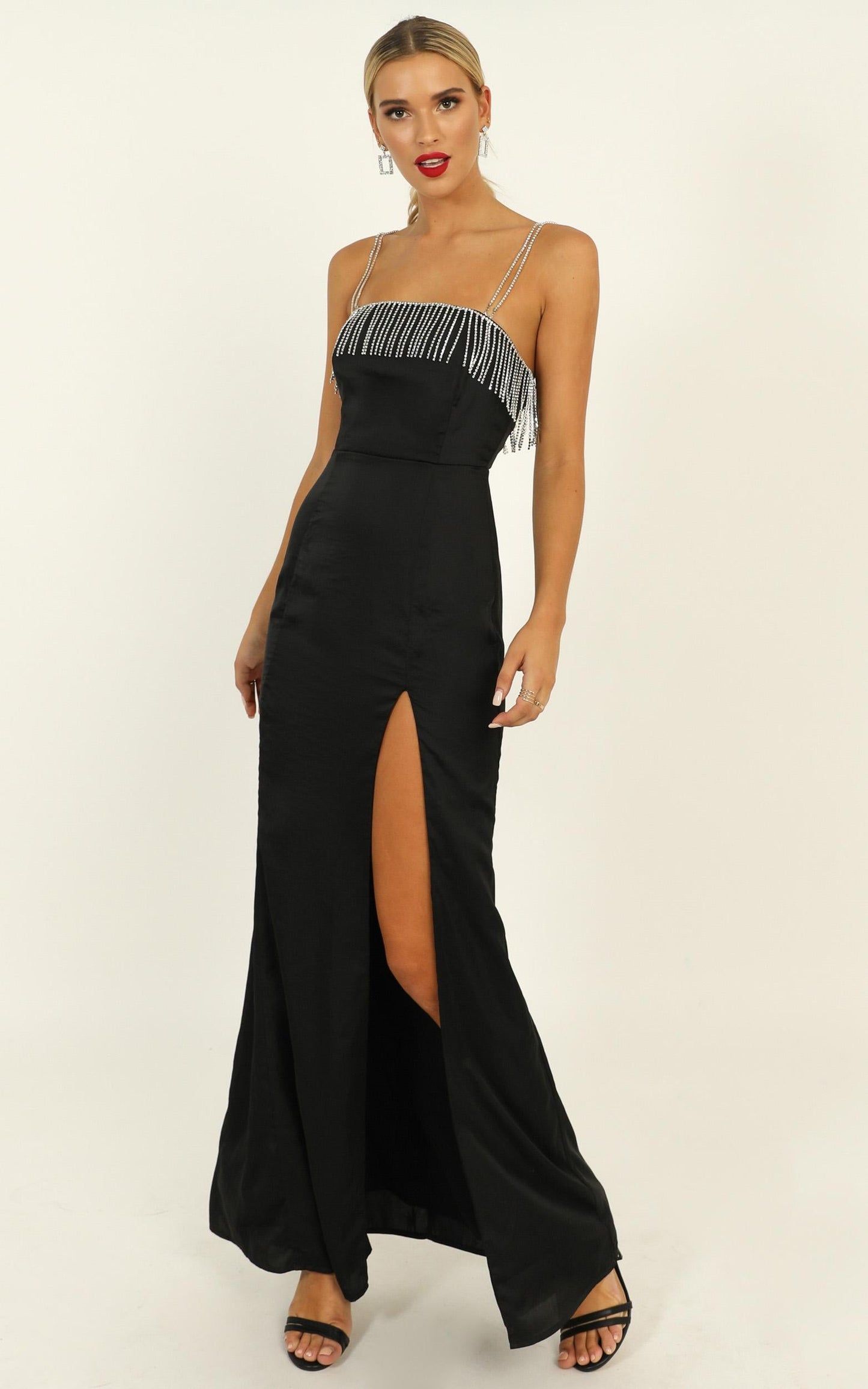 Absolutely Flawless Dress In Black Satin