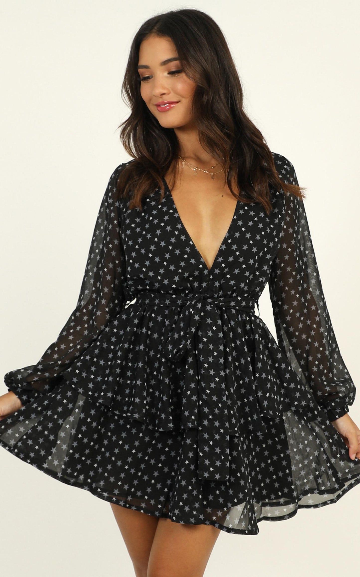 Lioness - No Sleep Dress In Black Print