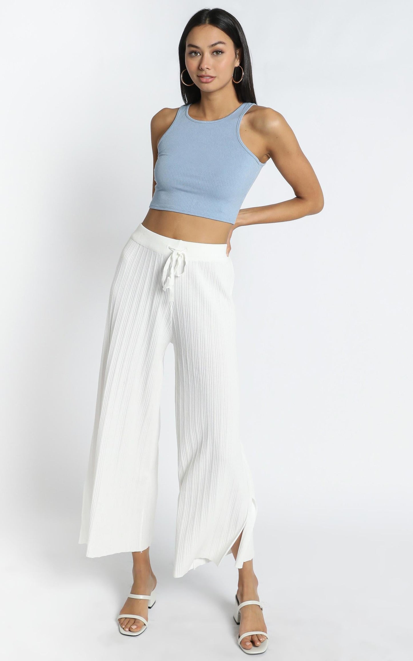 Blair Ribbed Pants in White