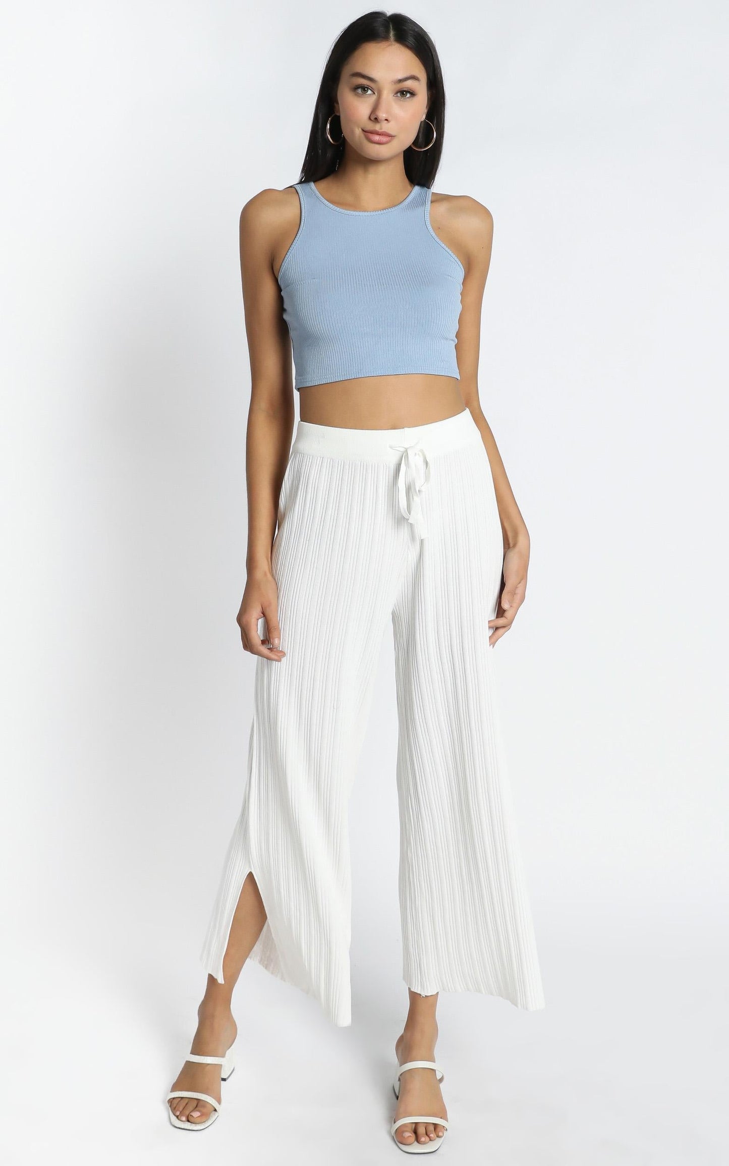 Blair Ribbed Pants in White